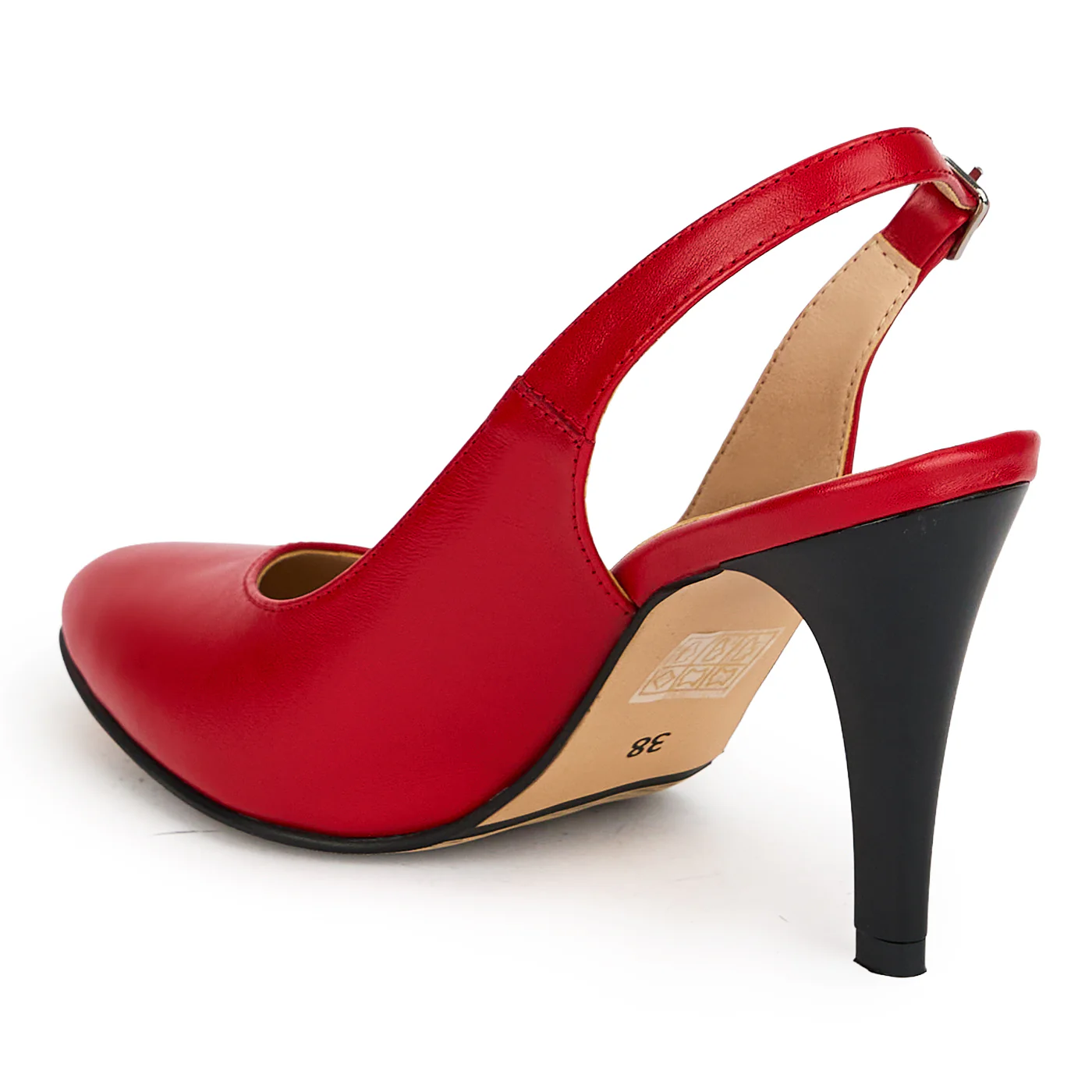 Pantofi dama din piele naturala rosie cu toc subtire 9 cm 19380 - Image 2