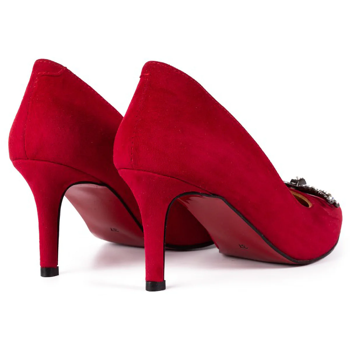 Pantofi dama din piele naturala rosu-bordo cu toc subtire 7 cm 15780 - Image 2