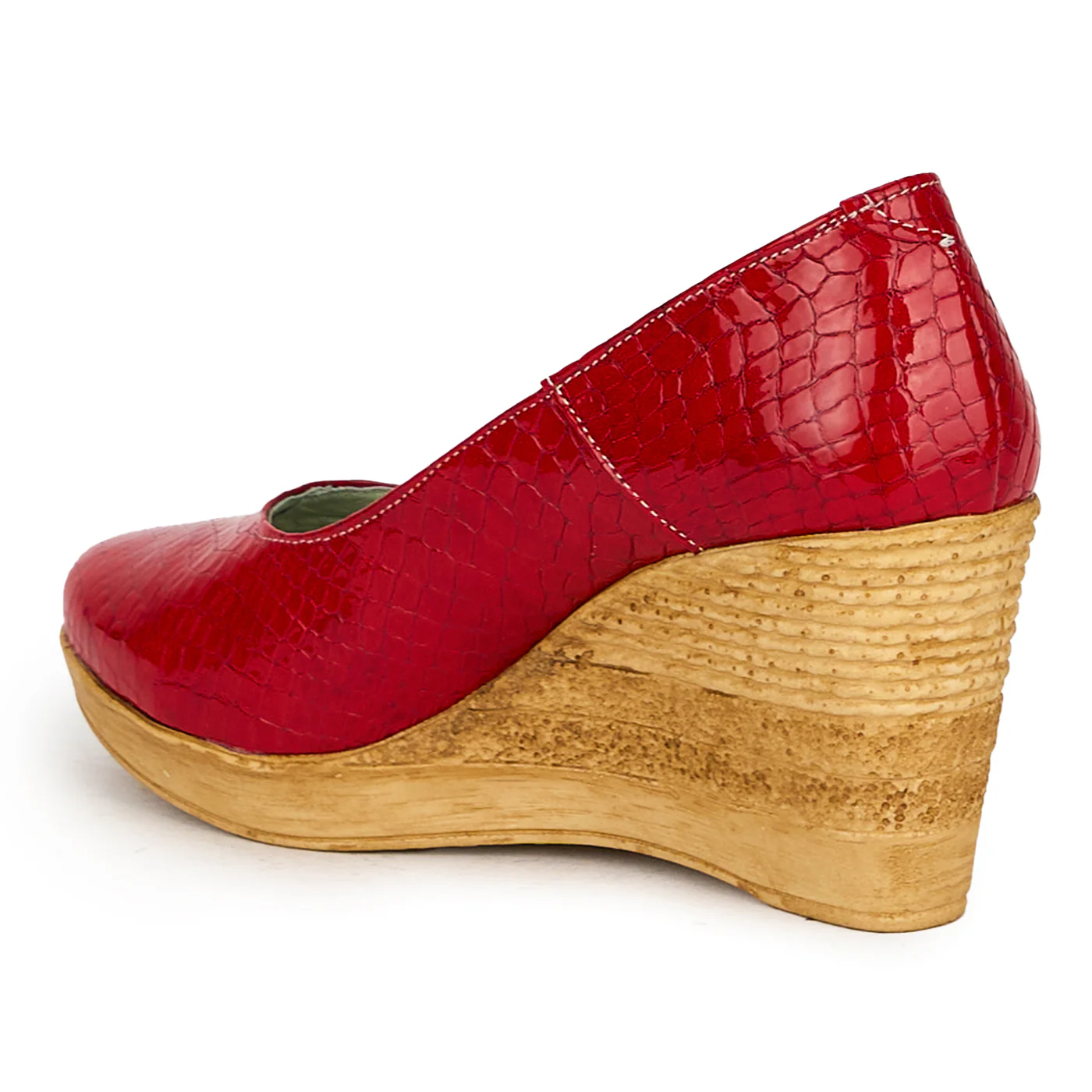 Pantofi dama din piele naturala rosu  cu platforma 17556 - Image 2