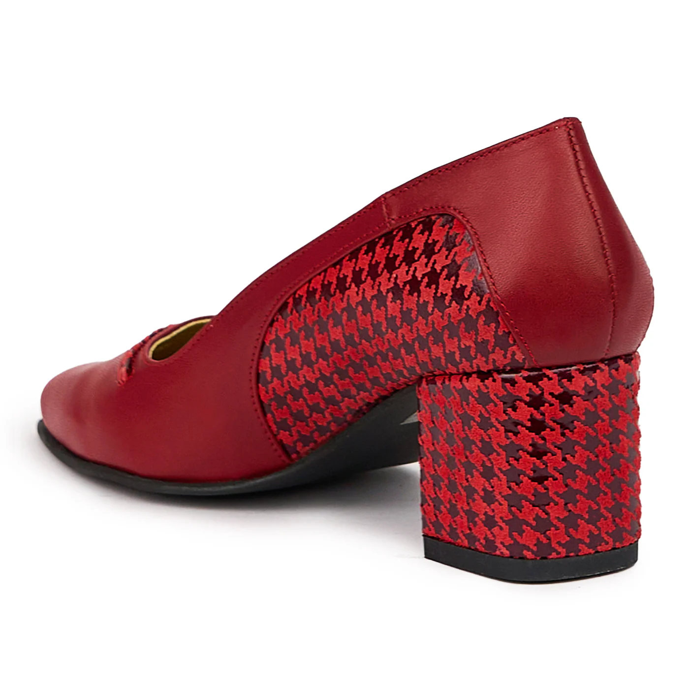 Pantofi dama din piele naturala rosu cu toc gros 6 cm 13918 - Image 2