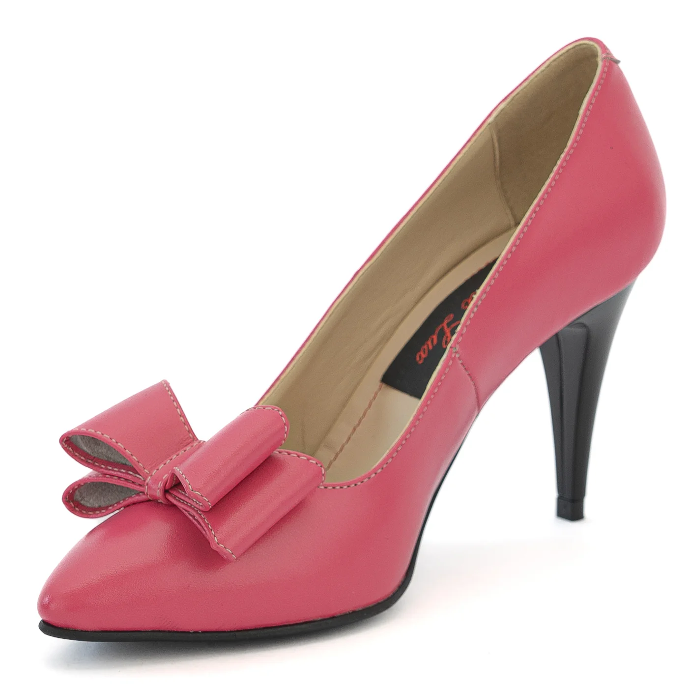 Pantofi dama din piele naturala roz cu toc subtire 13995 - Image 3