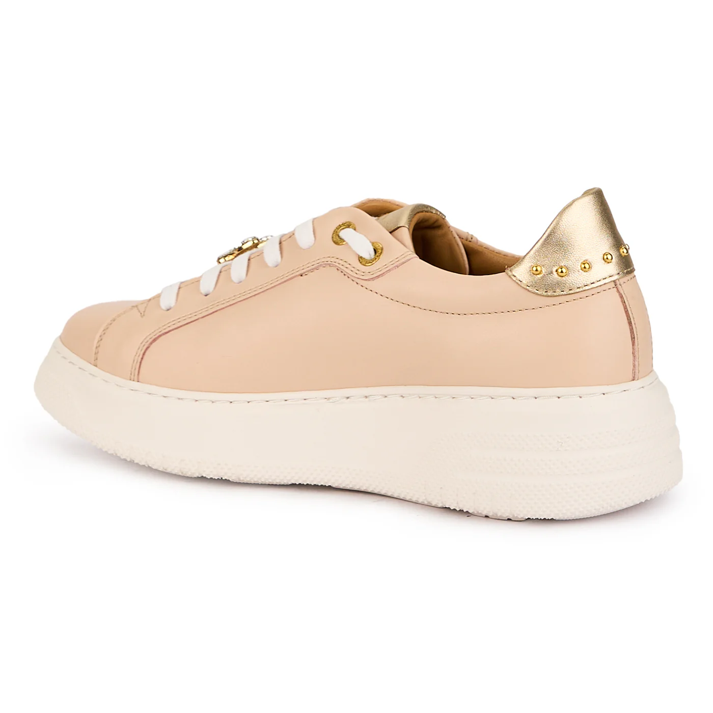 Pantofi dama din piele naturala roz-nude cu accesoriu metalic 16087 - Image 2