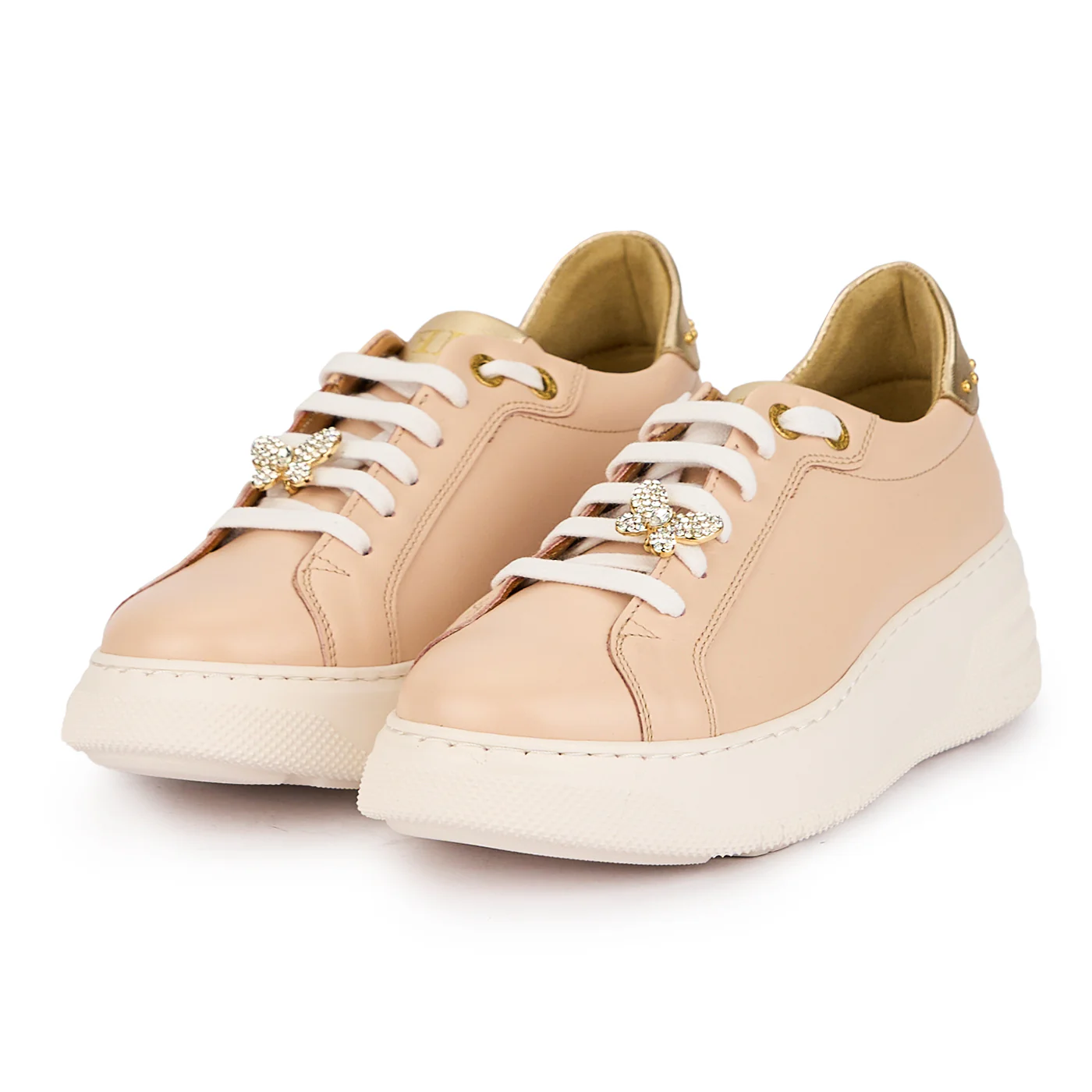 Pantofi dama din piele naturala roz-nude cu accesoriu metalic 16087 - Image 3