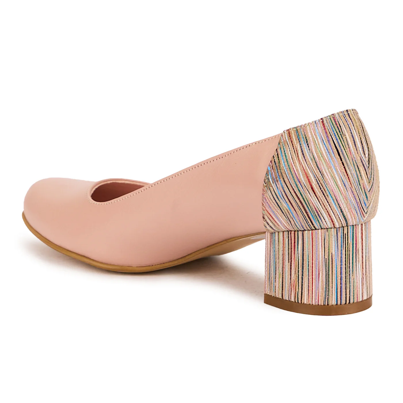 Pantofi dama din piele naturala roz-nude cu toc mic 4.5 cm 16764 - Image 2