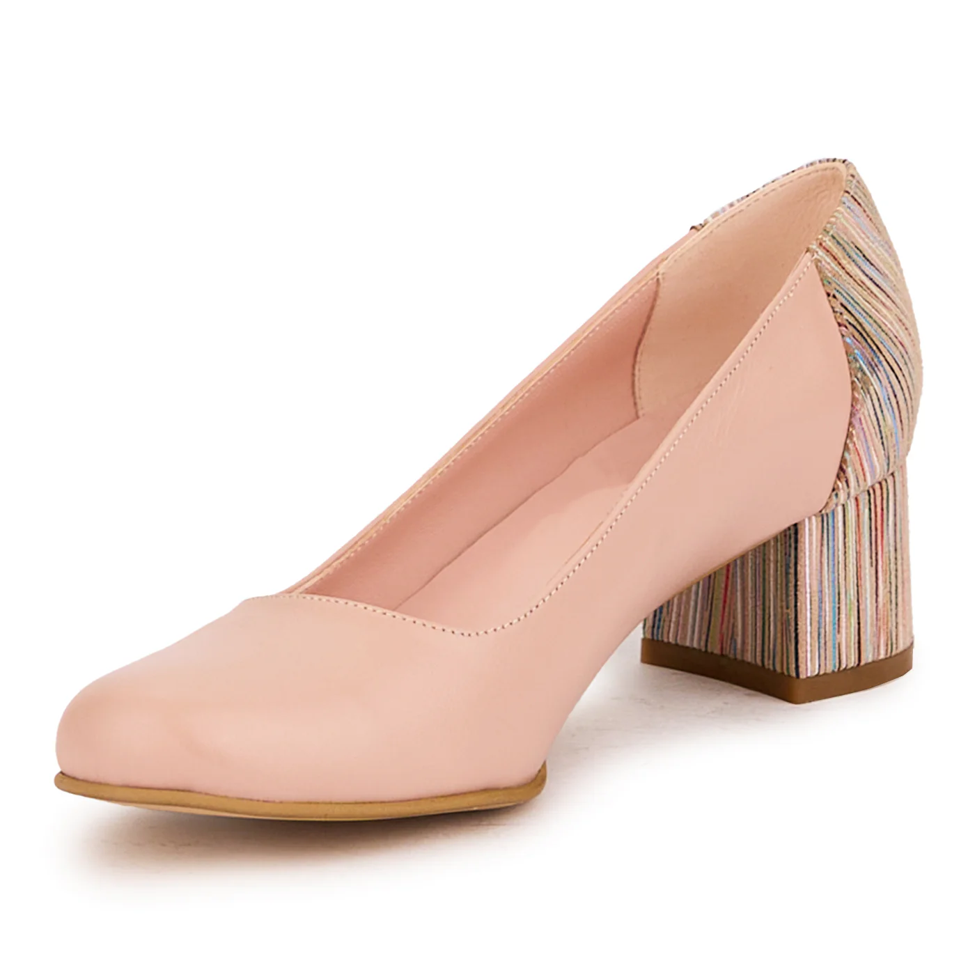 Pantofi dama din piele naturala roz-nude cu toc mic 4.5 cm 16764 - Image 3