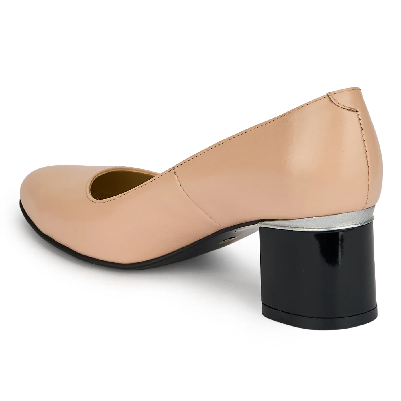 Pantofi dama din piele naturala roz pudra cu toc gros 5.5 cm 19444 - Image 2