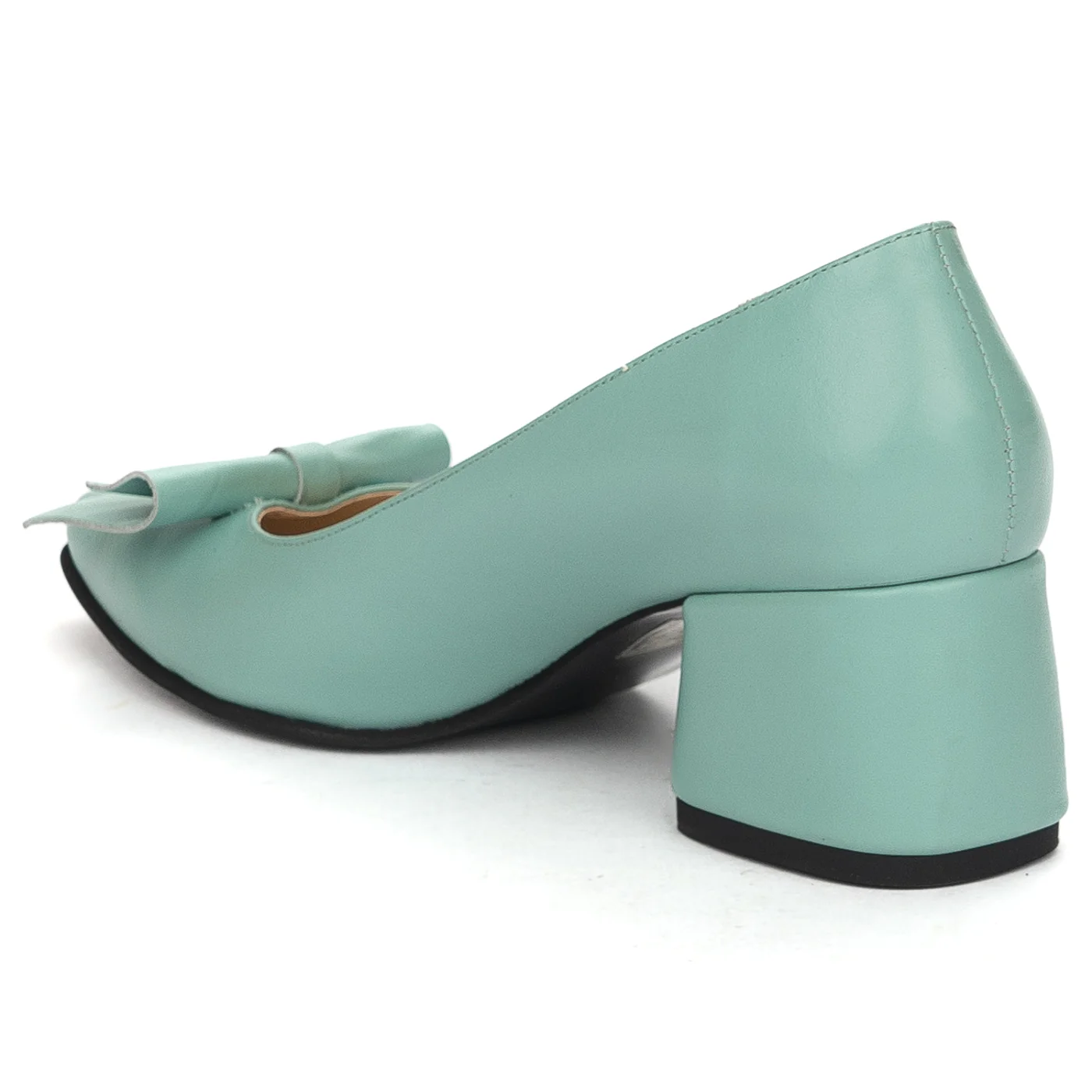 Pantofi dama din piele naturala turcoaz cu toc gros 5.5 cm 13845 - Image 2