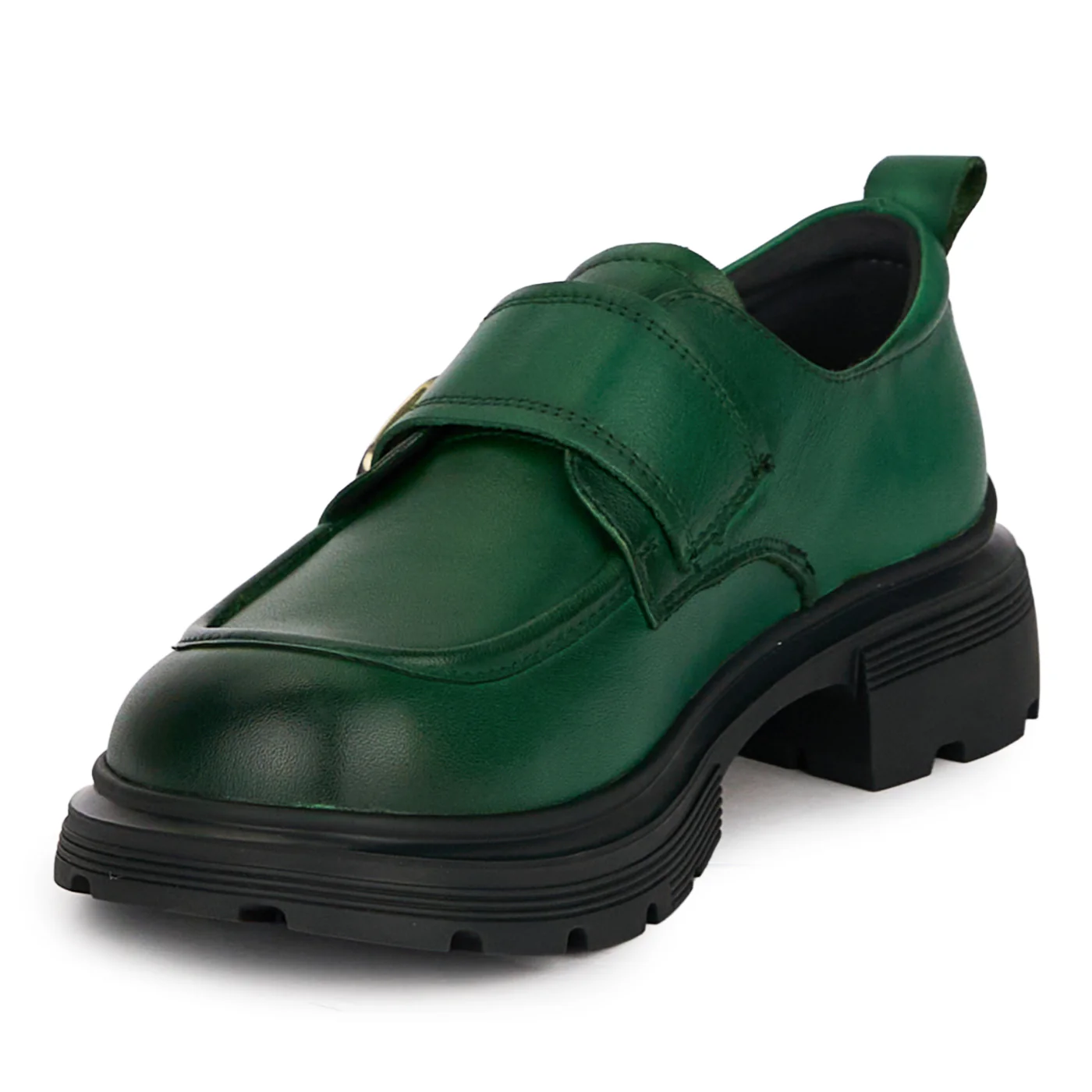 Pantofi dama din piele naturala verde cu accesoriu metalic 18713 - Image 3