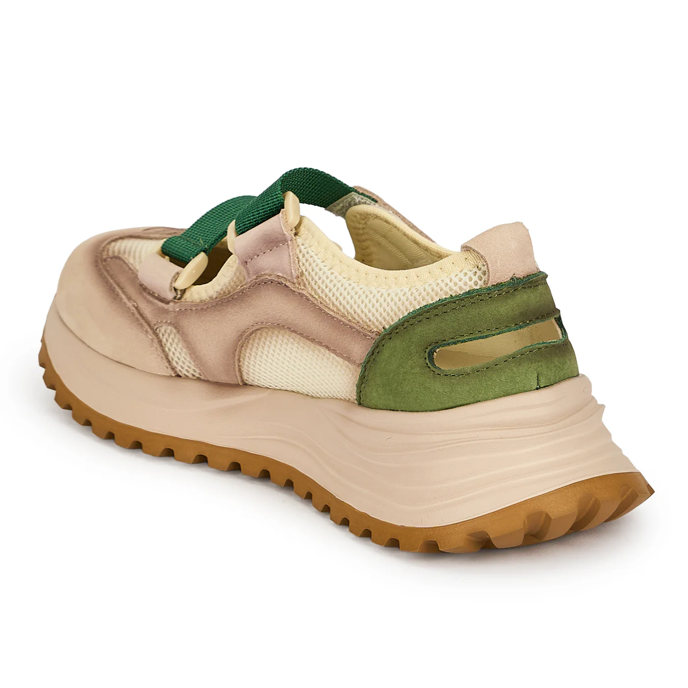 Pantofi dama din piele naturala verde cu plasa 19293 - Image 2