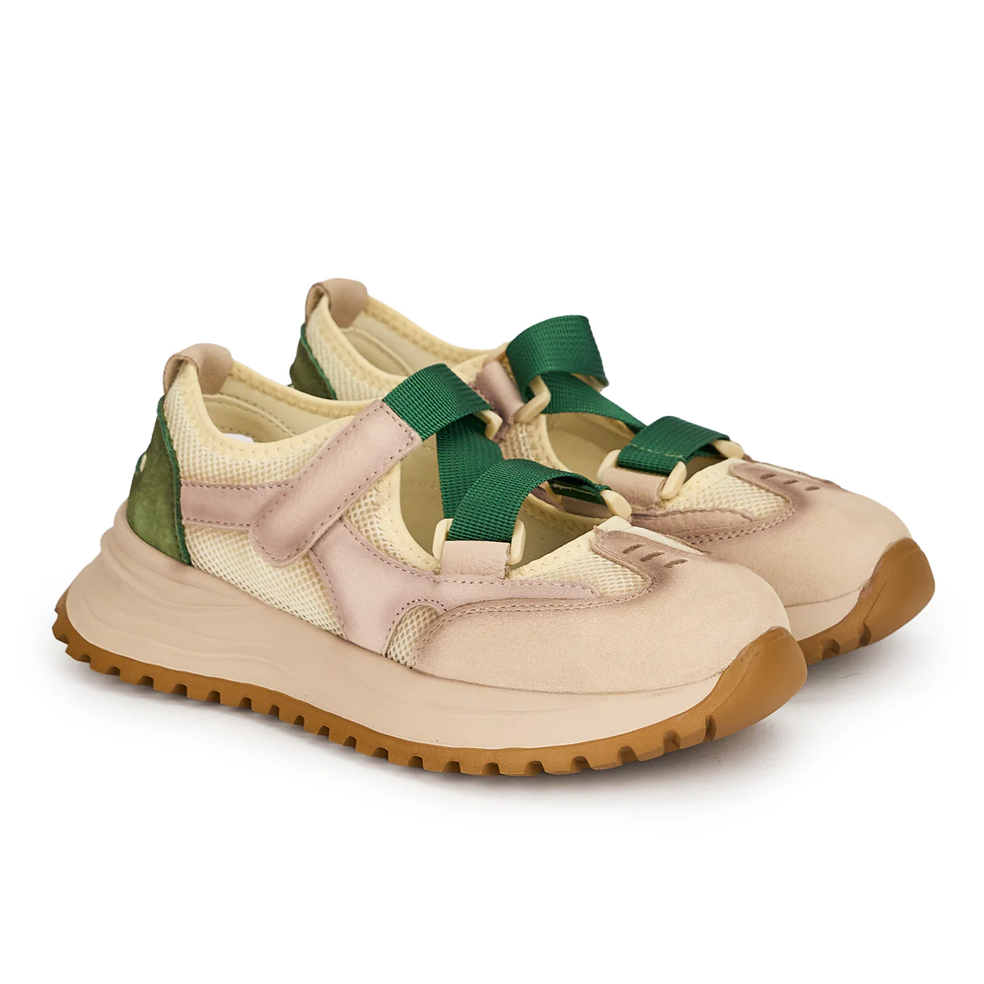 Pantofi dama din piele naturala verde cu plasa 19293 - Image 4