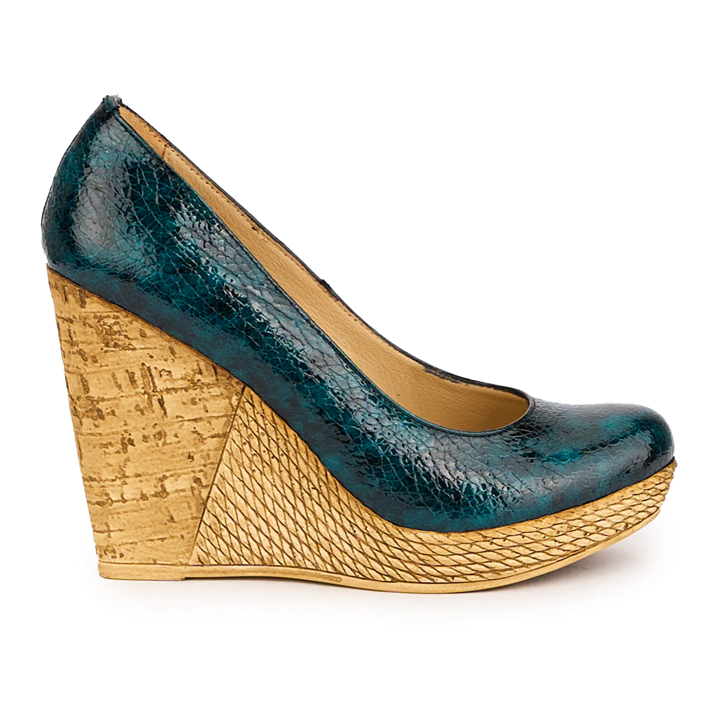 Pantofi dama din piele naturala verde cu platforma 10.5 cm 16678