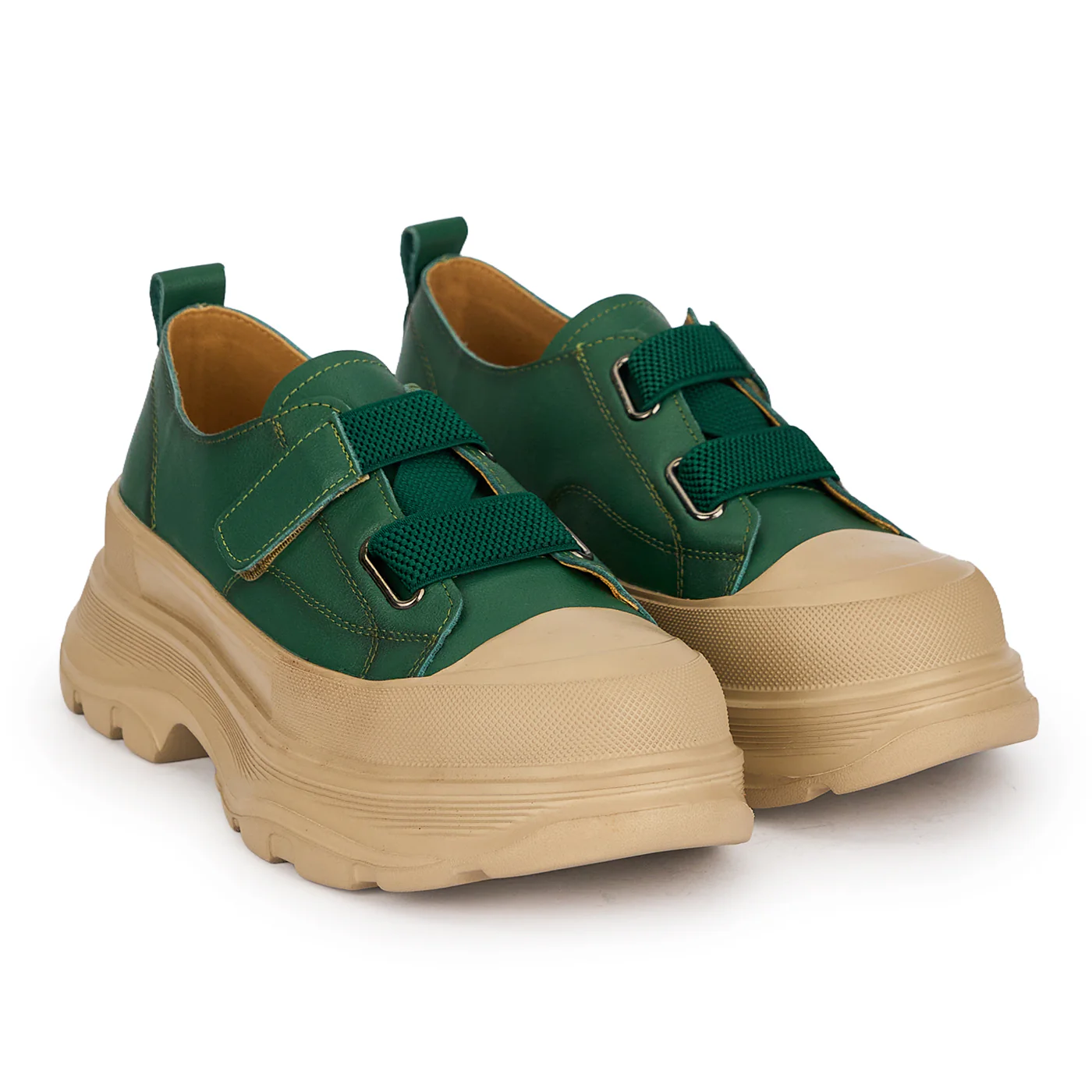 Pantofi dama din piele naturala verde cu talpa inalta 5.5 cm 19514 - Image 4