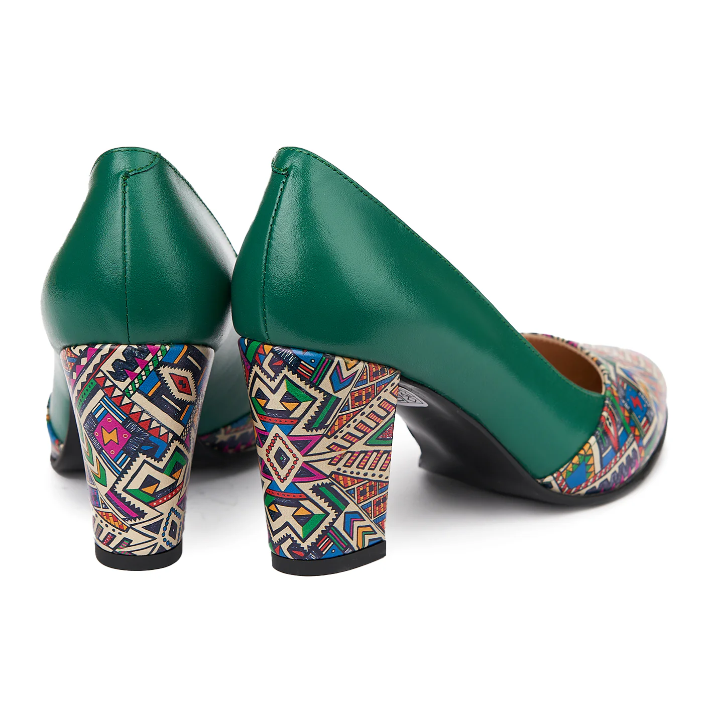 Pantofi dama din piele naturala verde cu toc colorat 4278 - Image 2