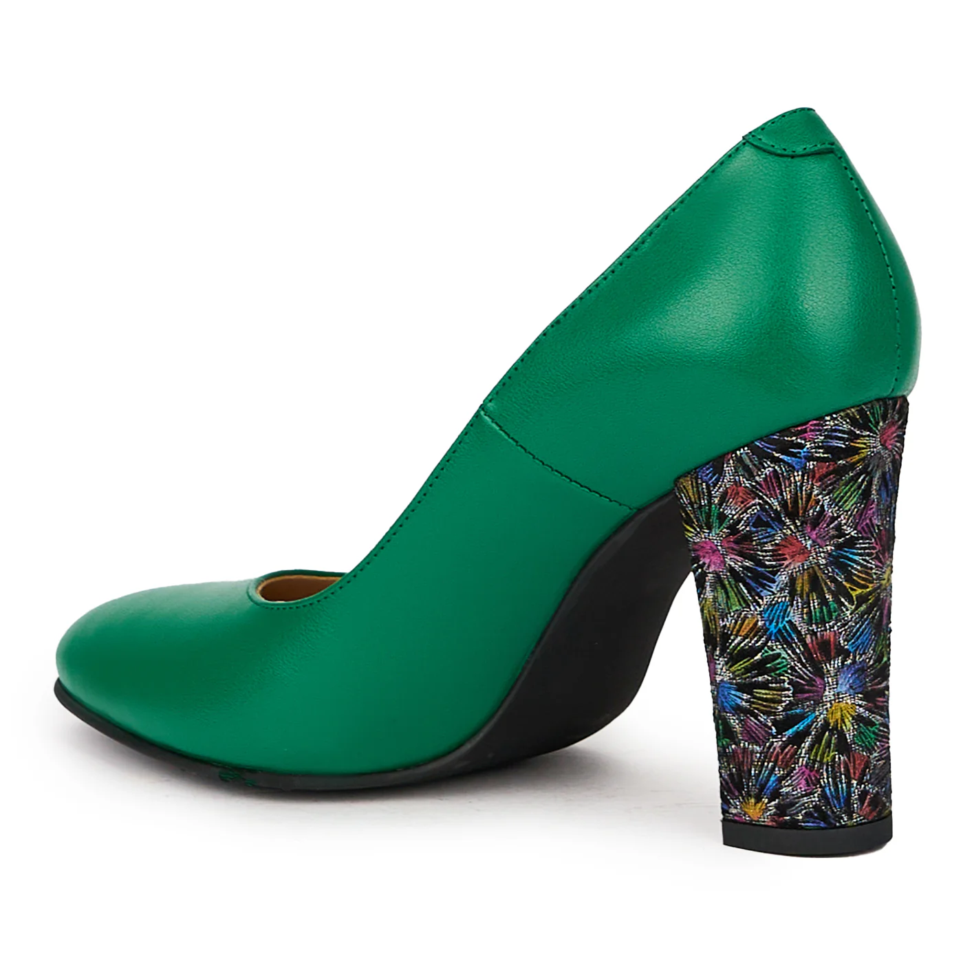 Pantofi dama din piele naturala verde cu toc gros 10 cm 15966 - Image 2