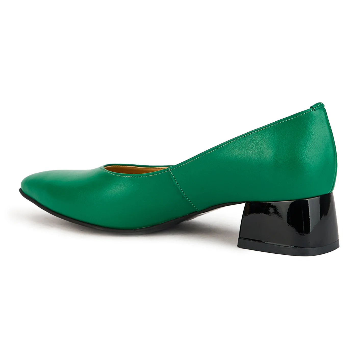 Pantofi dama din piele naturala verde cu toc gros 4 cm 17388 - Image 2