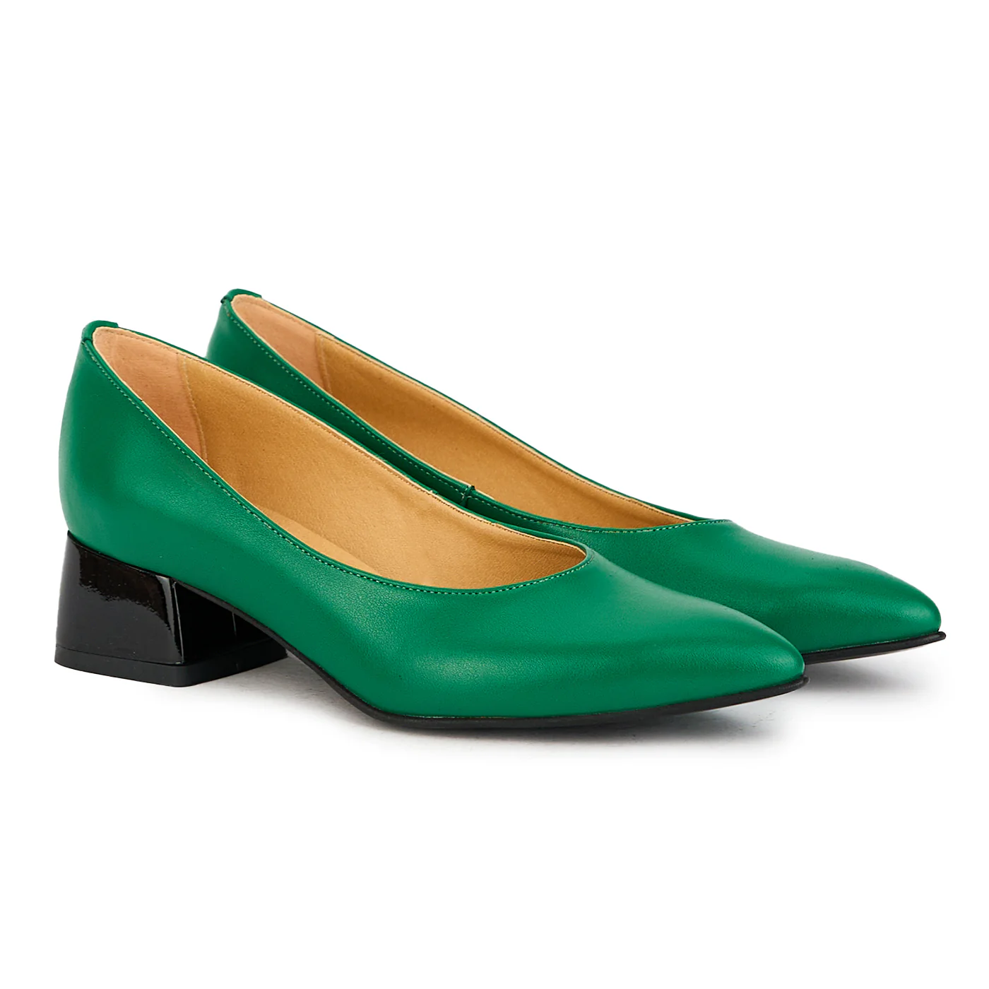 Pantofi dama din piele naturala verde cu toc gros 4 cm 17388 - Image 4