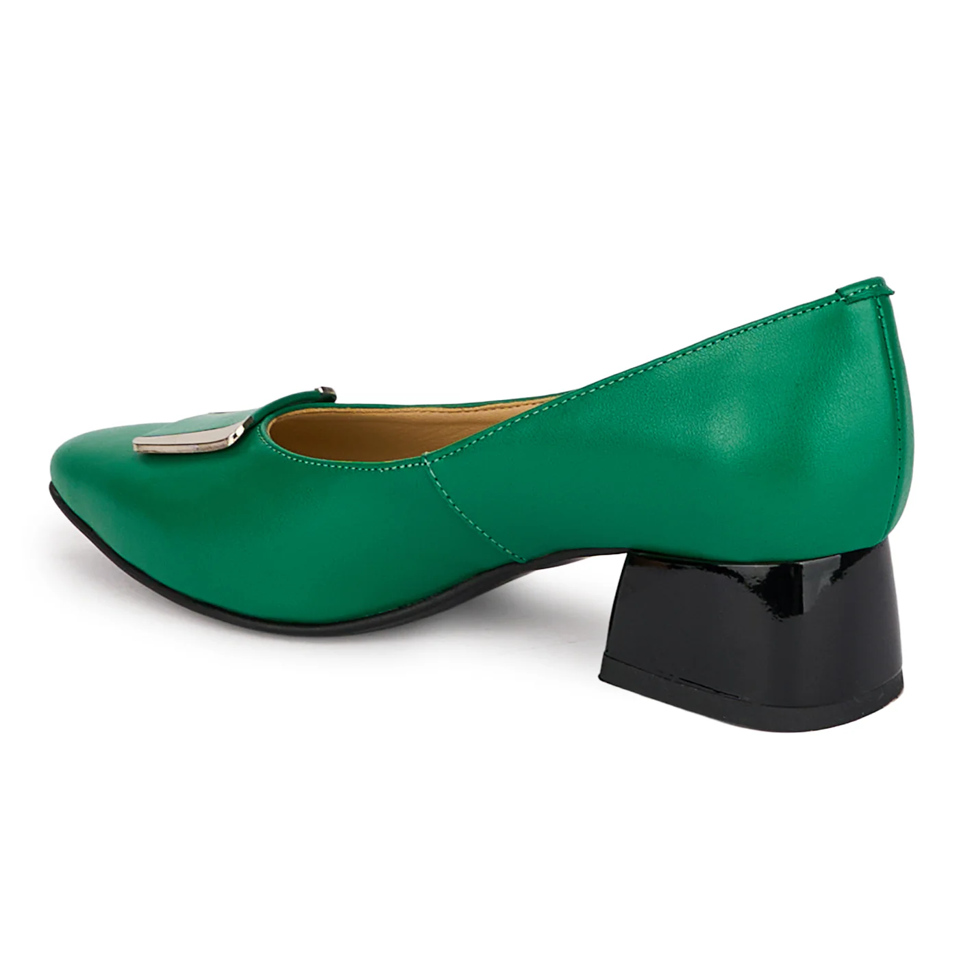 Pantofi dama din piele naturala verde cu toc gros 4 cm 18558 - Image 2