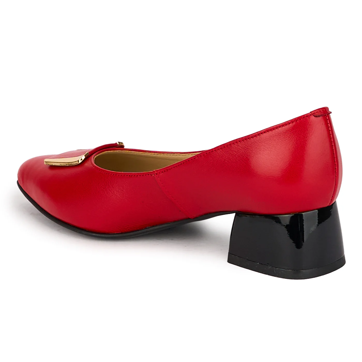 Pantofi dama din piele naturala rosie cu toc gros 4 cm 18559 - Image 2