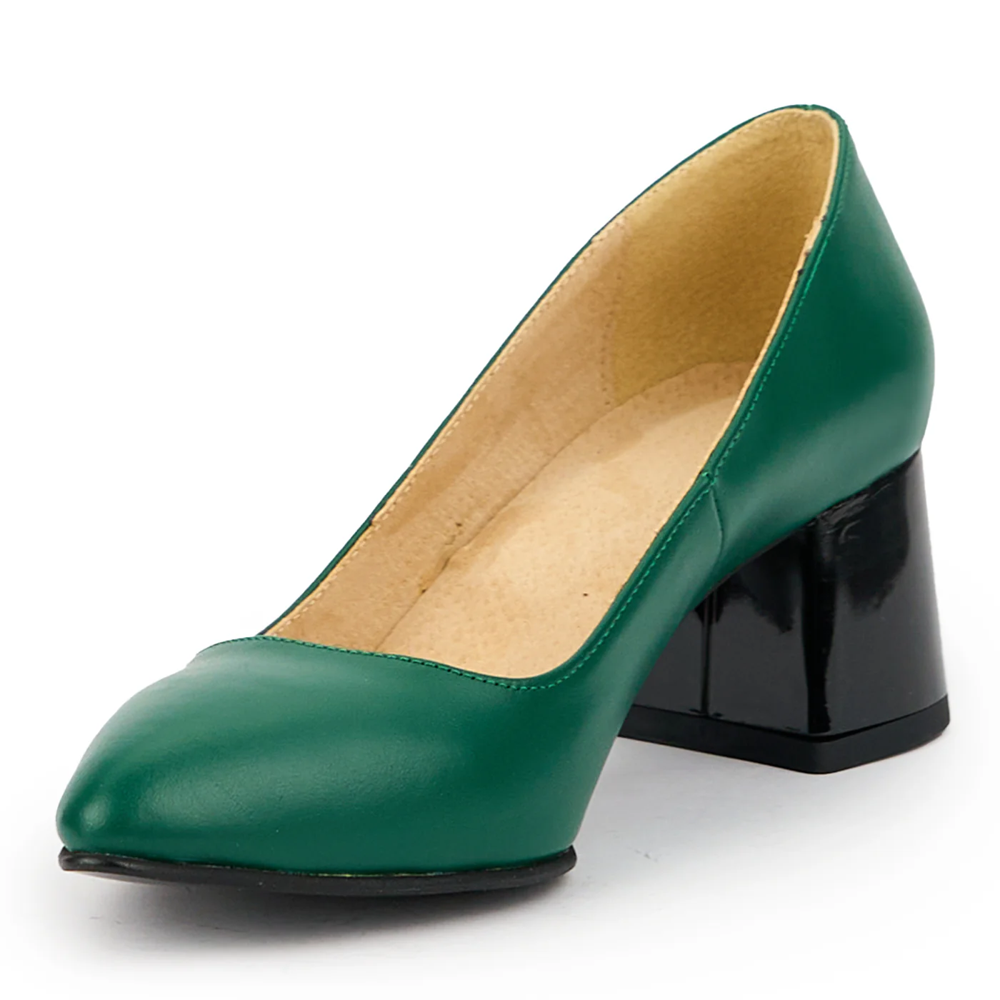 Pantofi dama din piele naturala verde cu toc gros 5.5 cm 14769 - Image 3