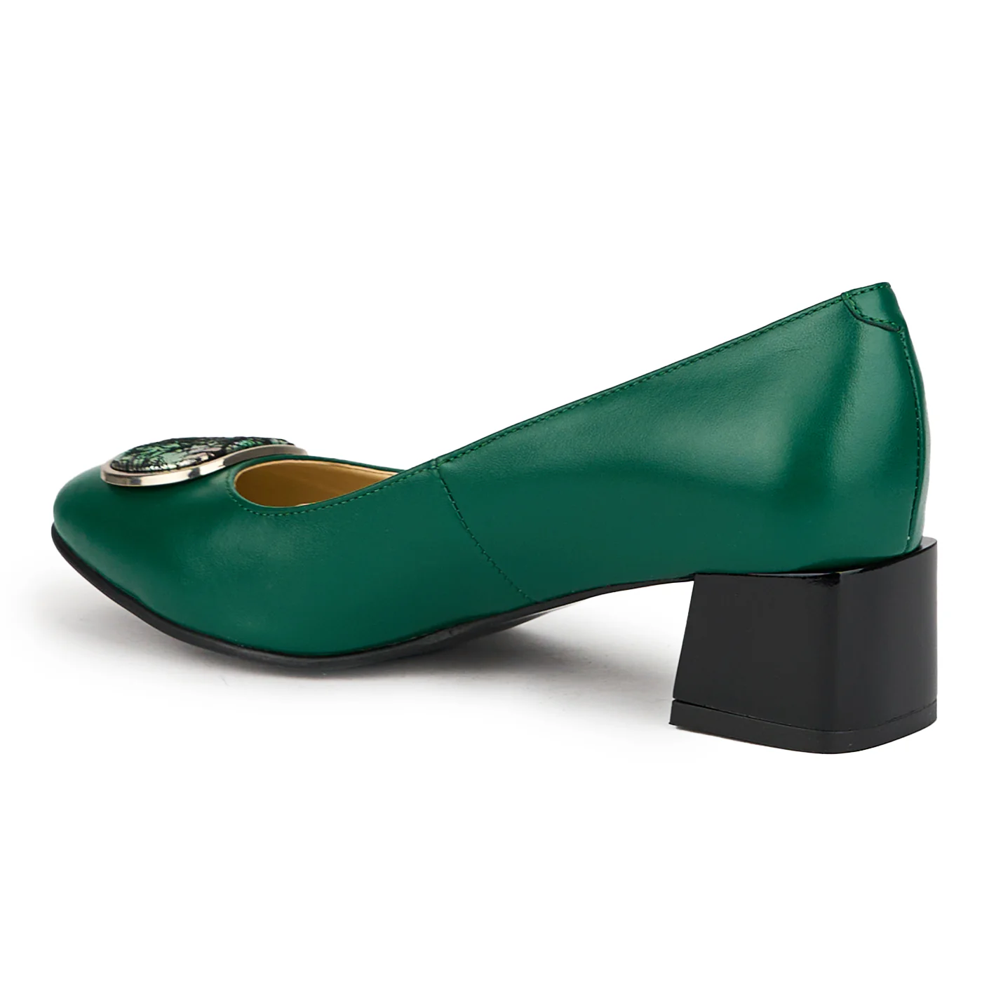 Pantofi dama din piele naturala verde cu toc gros 5.5 cm 15022 - Image 2