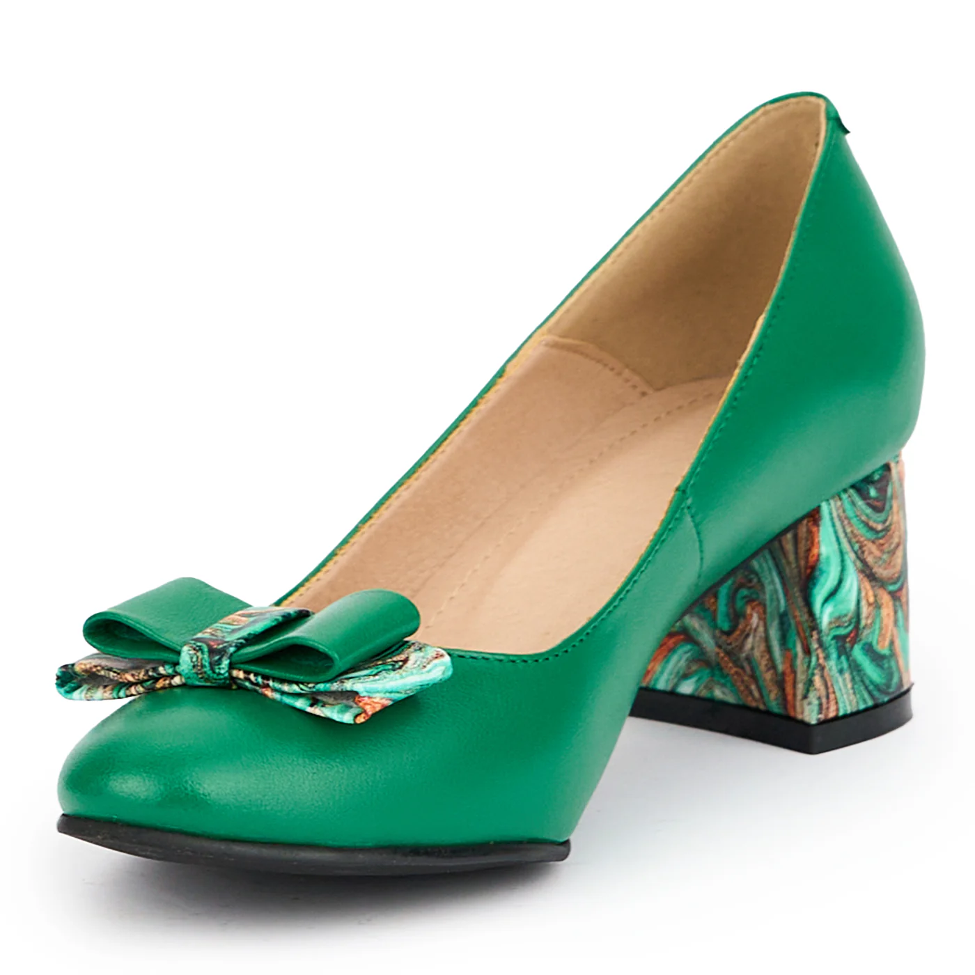 Pantofi dama din piele naturala verde cu toc gros 5.5 cm 15160 - Image 3