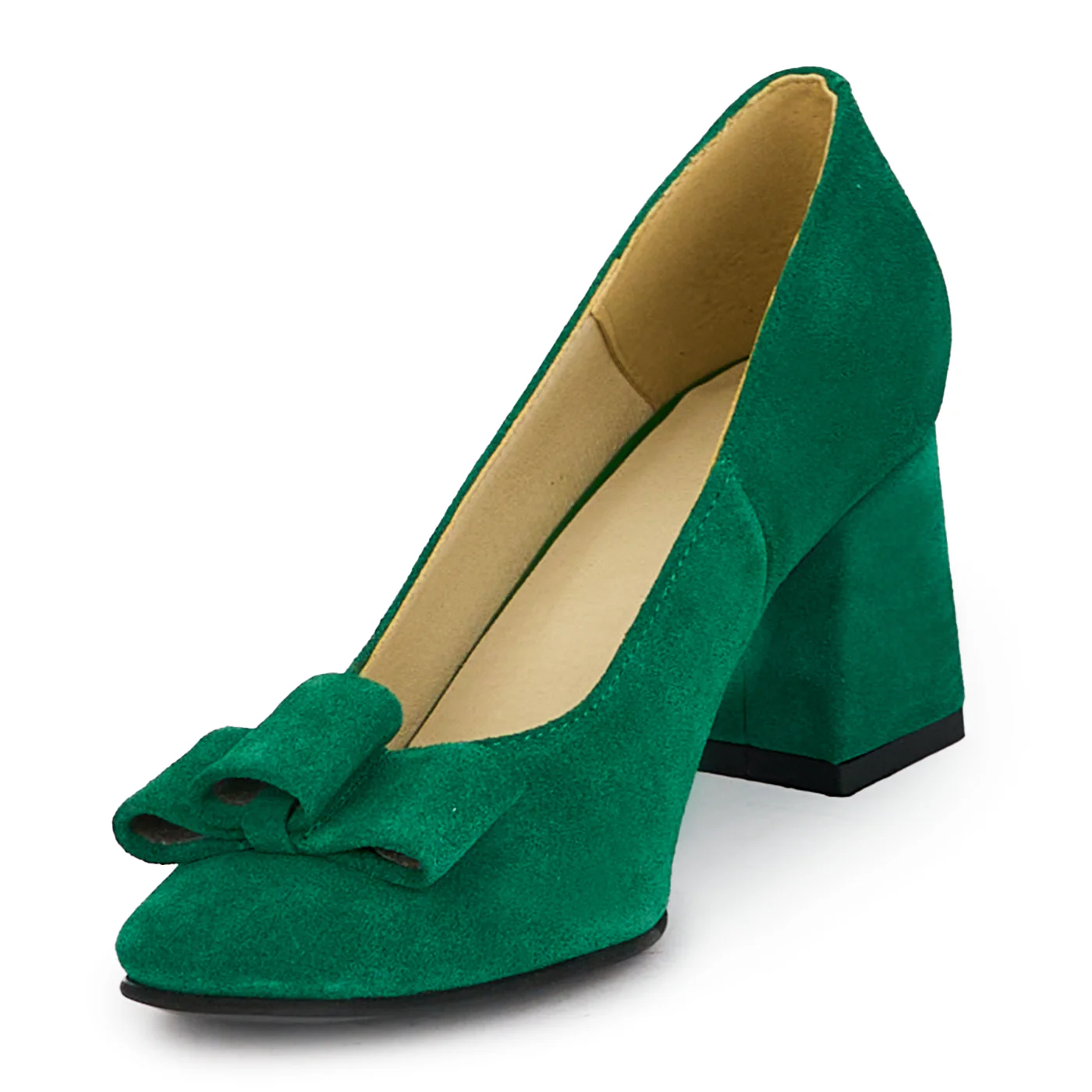Pantofi dama din piele naturala verde cu toc gros 6.5 cm 18279 - Image 3