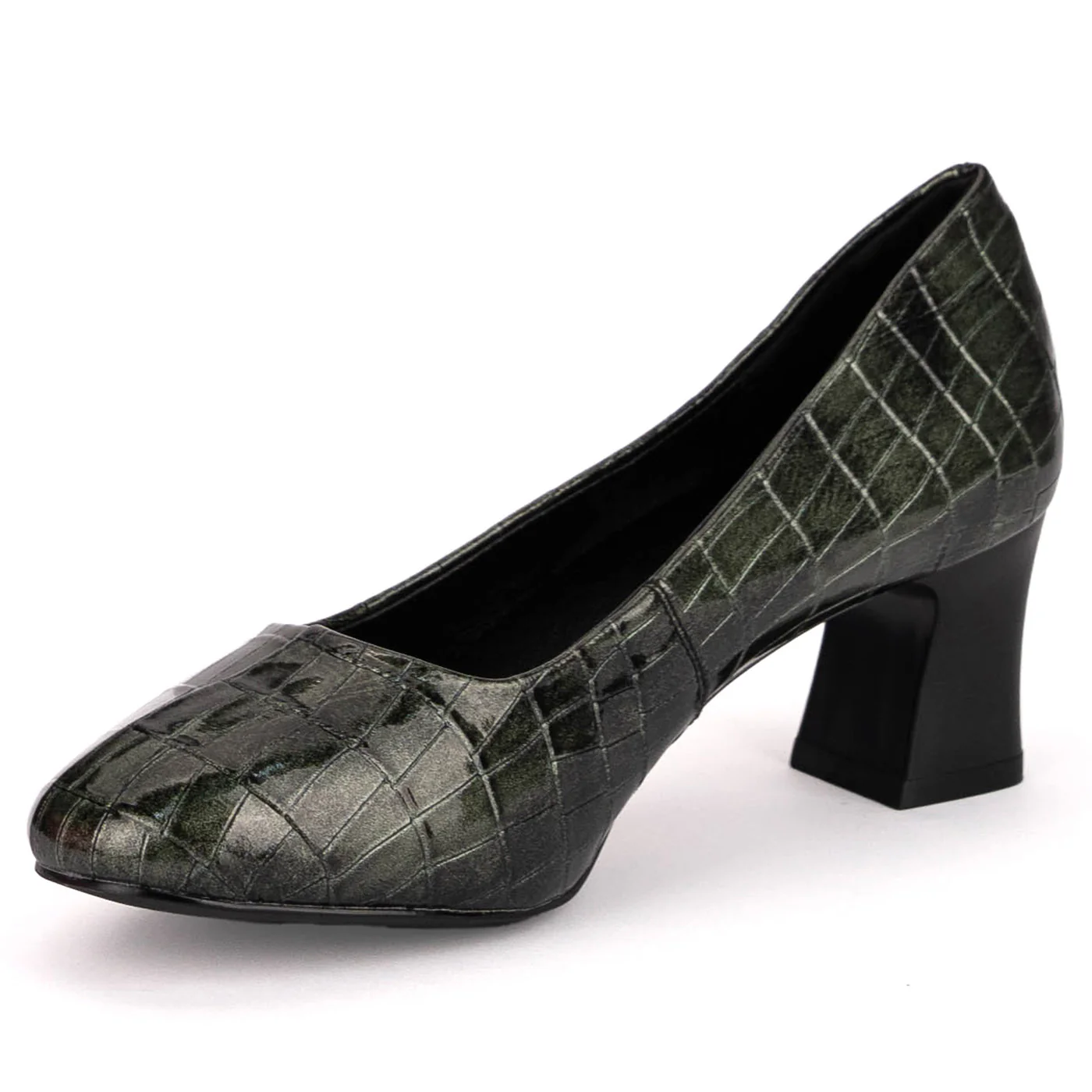 Pantofi dama din piele naturala verde cu toc gros 5.5 cm 18797 - Image 3