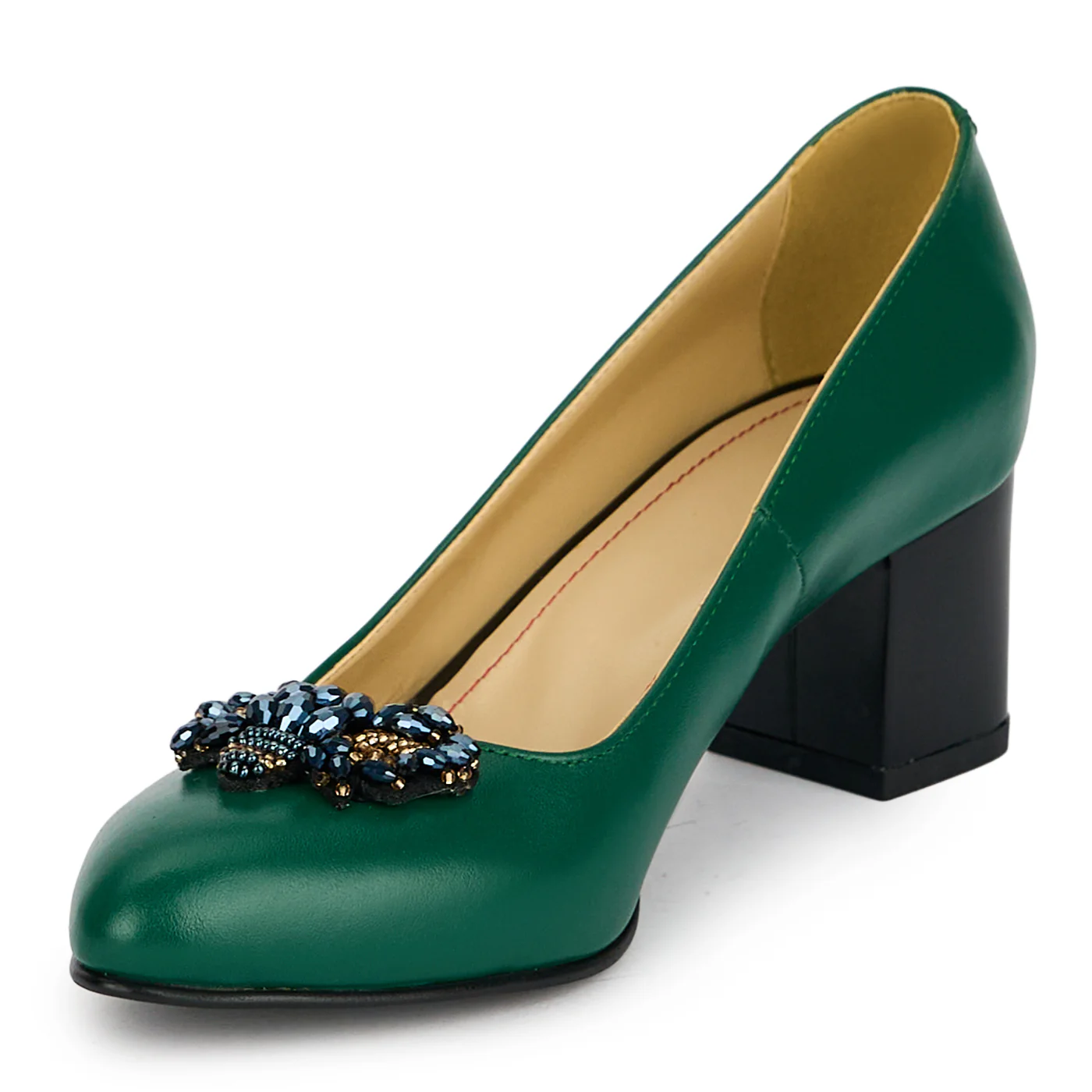 Pantofi dama din piele naturala verde cu toc gros 5.5 cm 19450 - Image 3