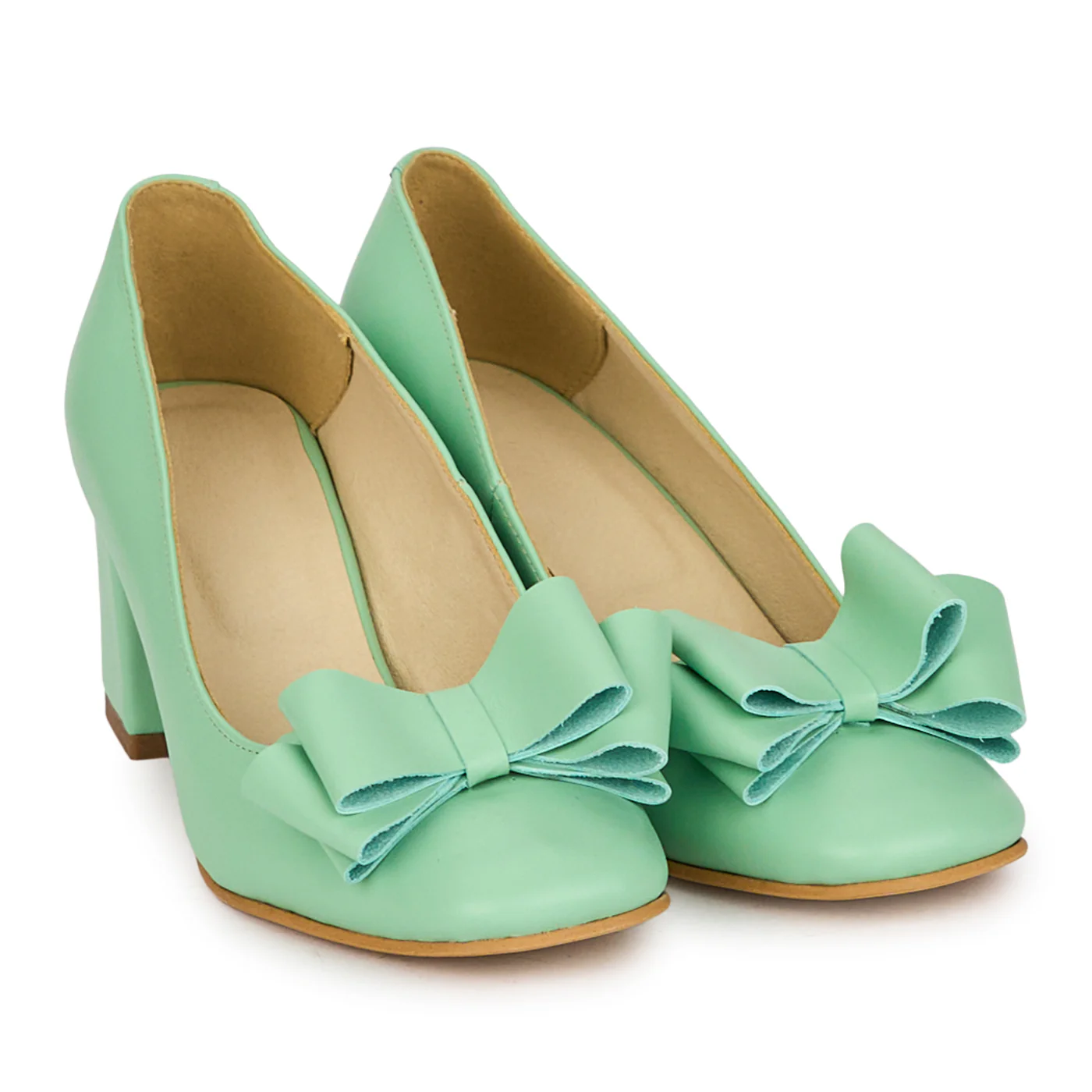 Pantofi dama din piele naturala verde cu toc gros 6.5 cm 18654 - Image 4