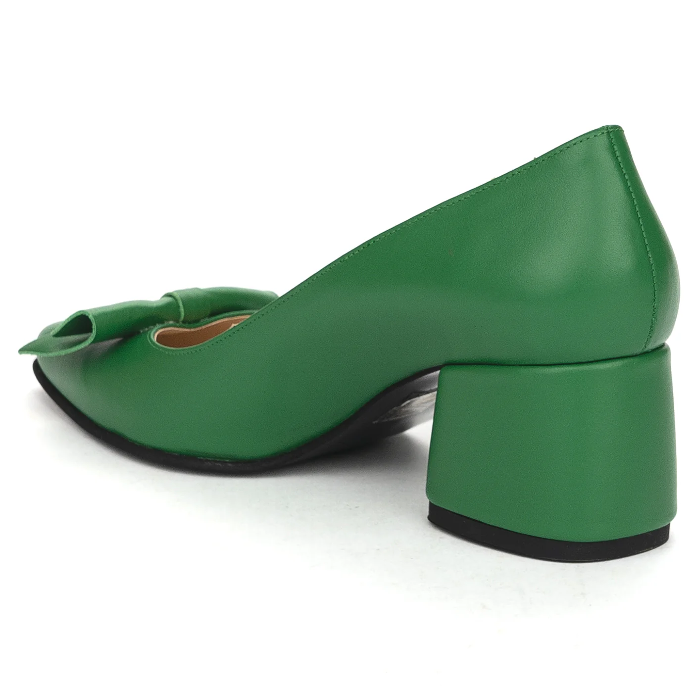 Pantofi dama din piele naturala verde cu toc gros 6 cm 13837 - Image 2