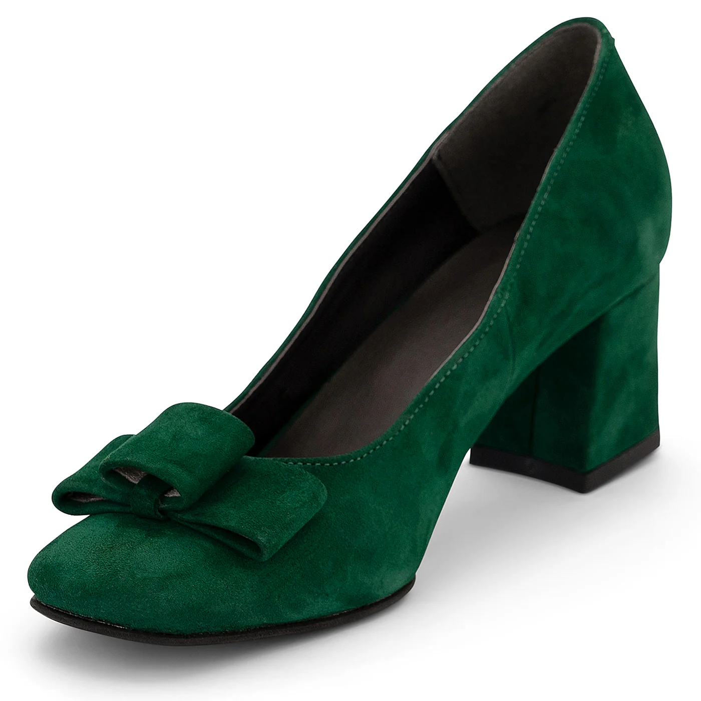 Pantofi dama din piele naturala verde cu toc gros 6 cm  14182 - Image 3