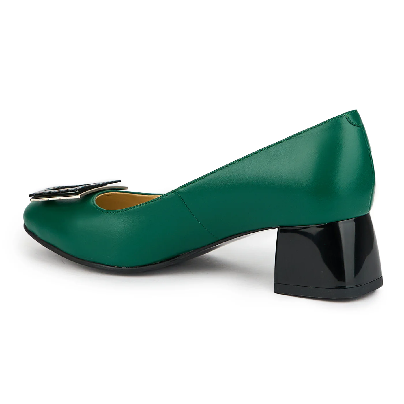 Pantofi dama din piele naturala verde cu toc gros 6 cm 14992 - Image 3