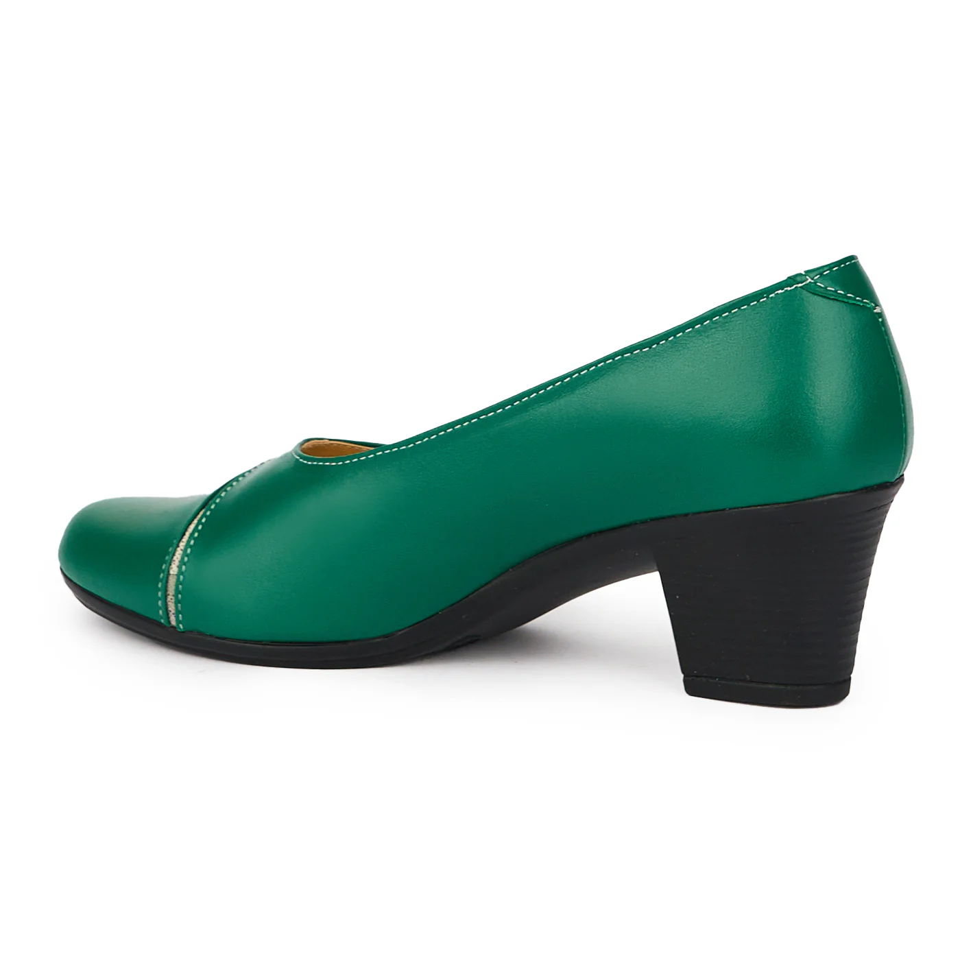 Pantofi dama din piele naturala verde cu toc gros 6 cm 15425 - Image 2