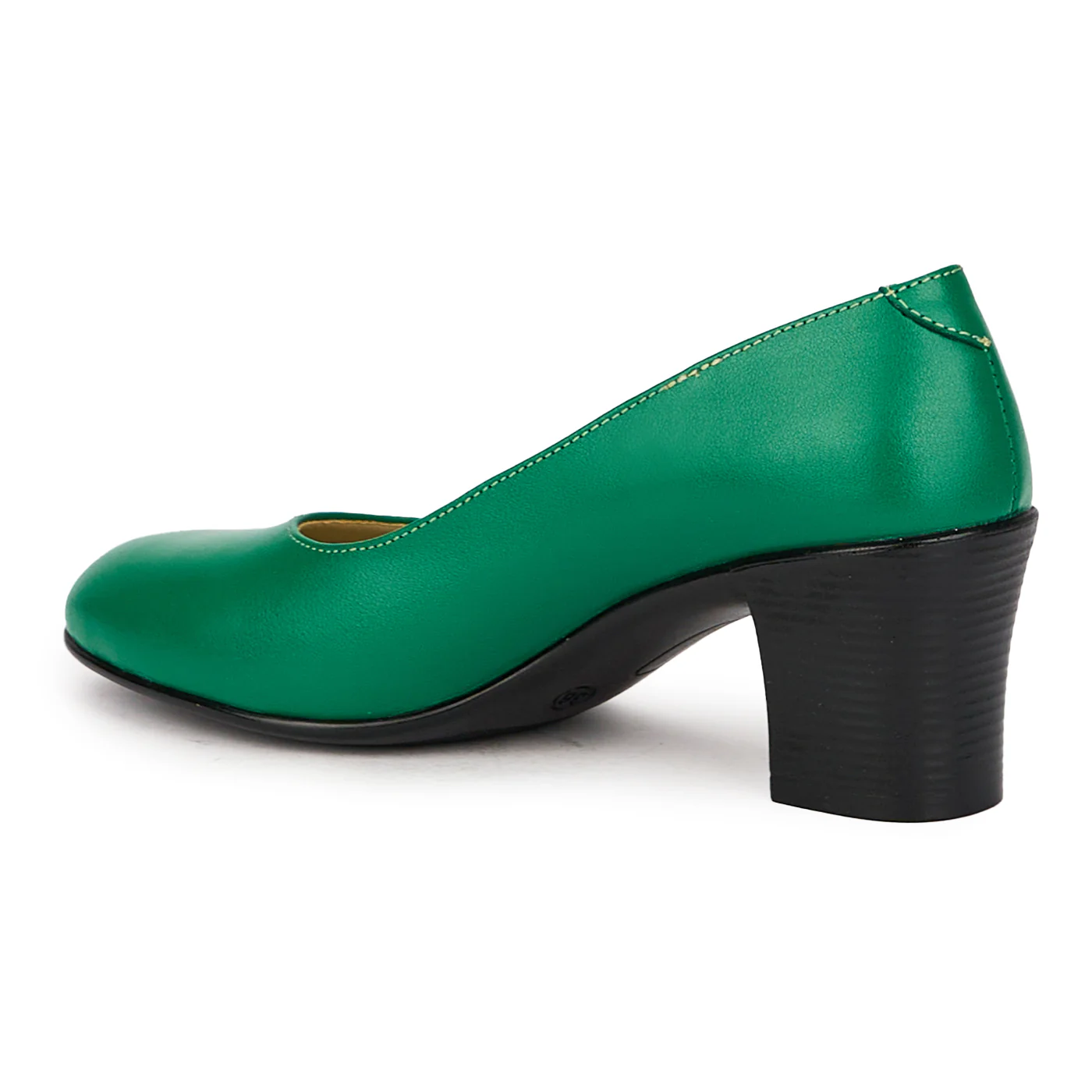 Pantofi dama din piele naturala verde cu toc gros 6 cm 16042 - Image 2