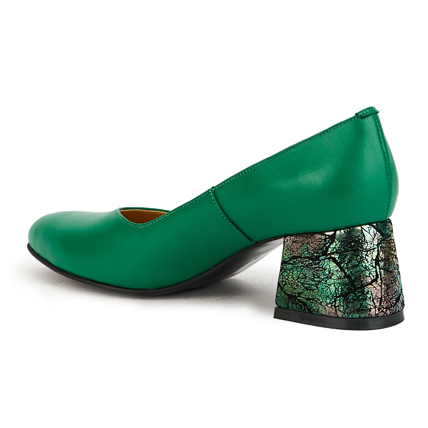 Pantofi dama din piele naturala verde cu toc gros 6 cm 17387 - Image 2
