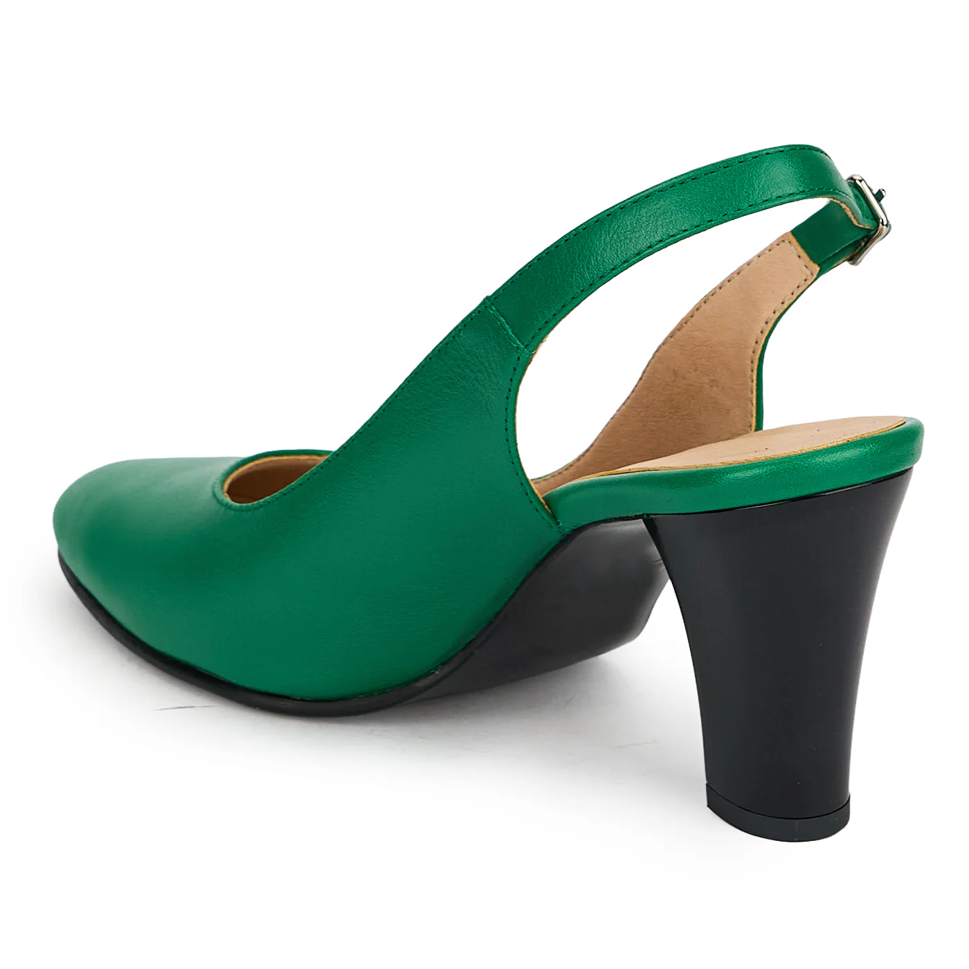 Pantofi dama din piele naturala verde cu toc gros 7.5 cm 19384 - Image 2