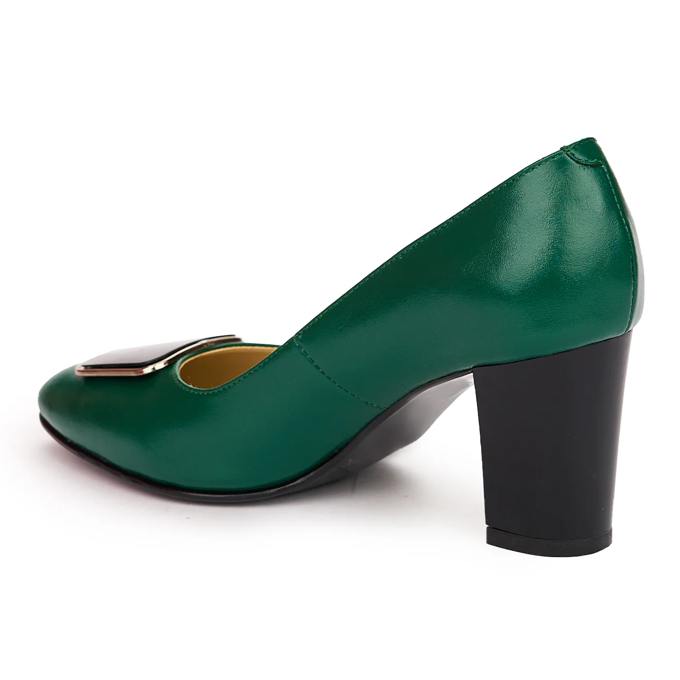 Pantofi dama din piele naturala verde cu toc gros 7 cm 13787 - Image 2