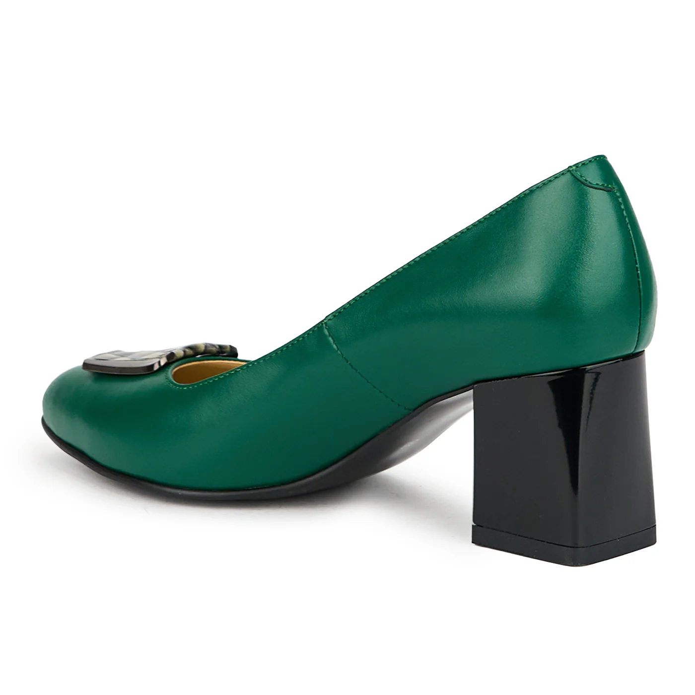 Pantofi dama din piele naturala verde cu toc gros 7 cm 15051 - Image 2