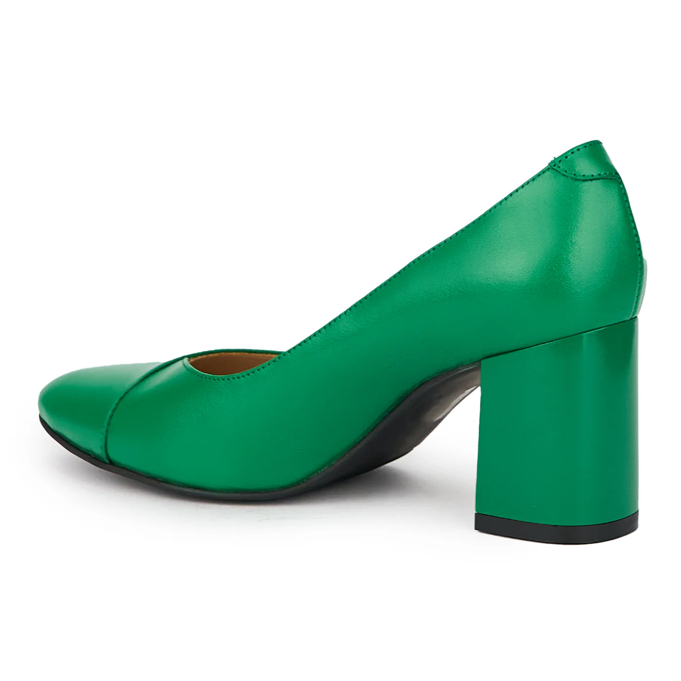 Pantofi dama din piele naturala verde cu toc gros 7 cm 15459 - Image 2