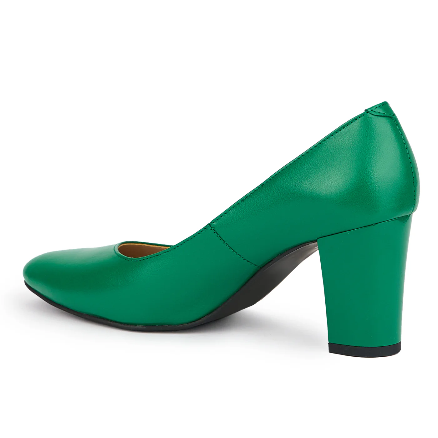 Pantofi dama din piele naturala verde cu toc gros 8 cm 15187 - Image 2