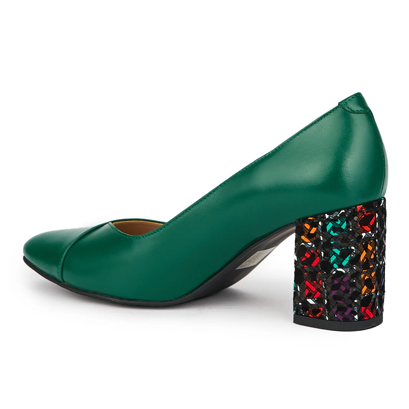 Pantofi dama din piele naturala verde cu toc gros 8 cm 15285 - Image 2