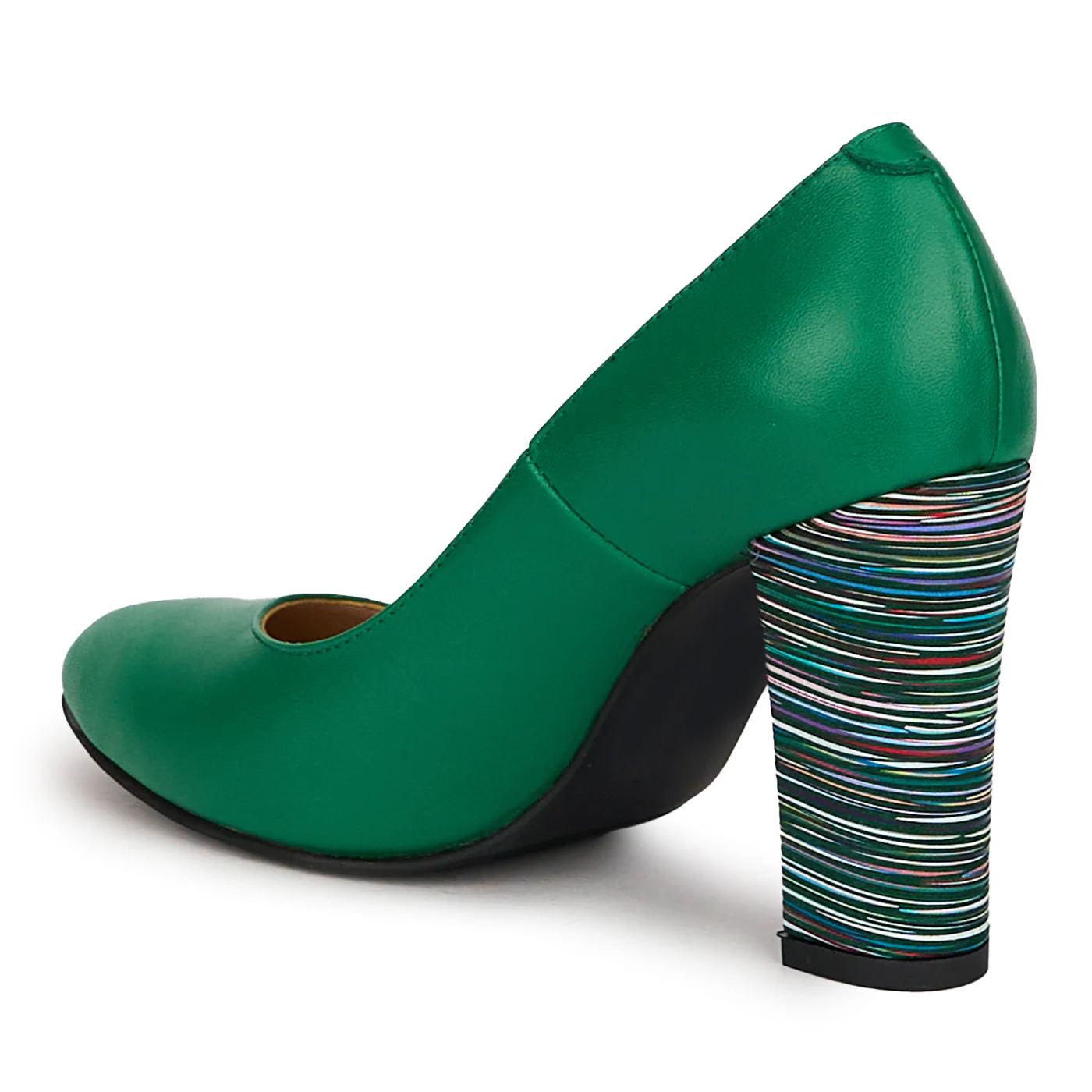 Pantofi dama din piele naturala verde cu toc gros 9.5 cm 18765 - Image 2