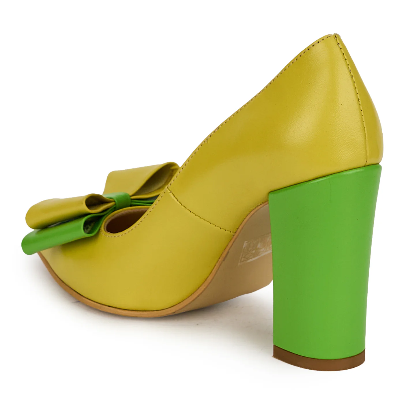 Pantofi dama din piele naturala verde cu toc gros 9.5 cm 19817 - Image 2