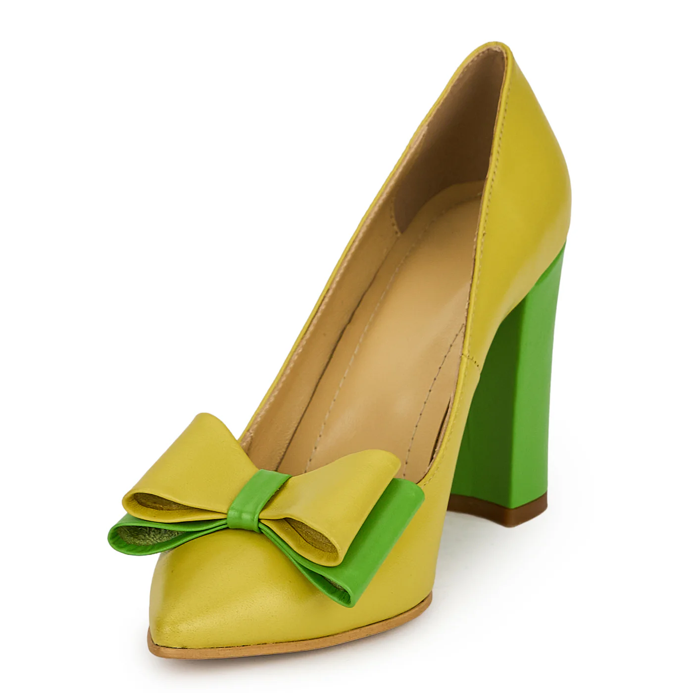 Pantofi dama din piele naturala verde cu toc gros 9.5 cm 19817 - Image 3