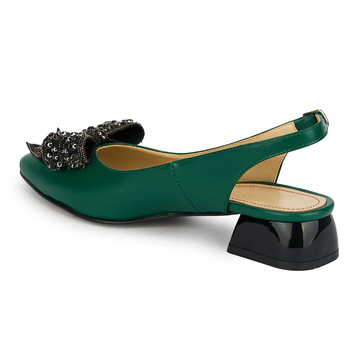 Pantofi dama din piele naturala verde cu toc mic 3 cm 19915 - Image 2