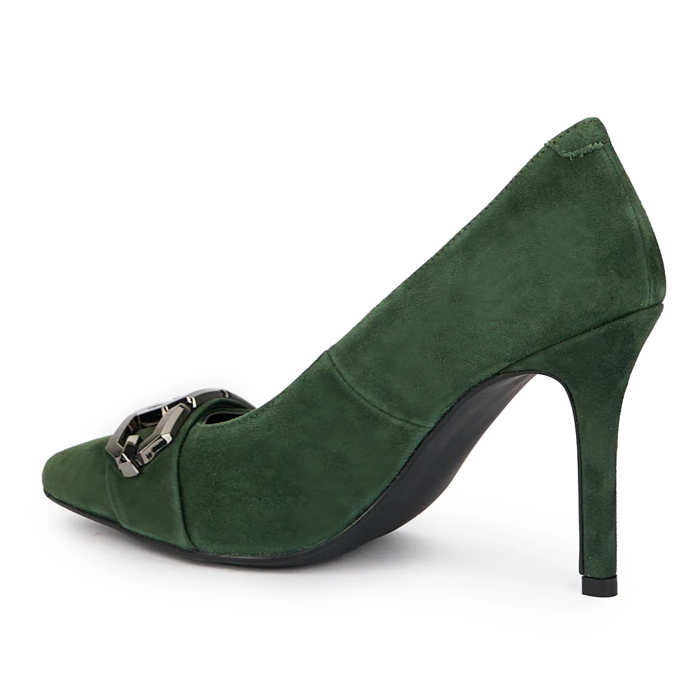 Pantofi dama din piele naturala verde cu toc subtire 10 cm 15321 - Image 2