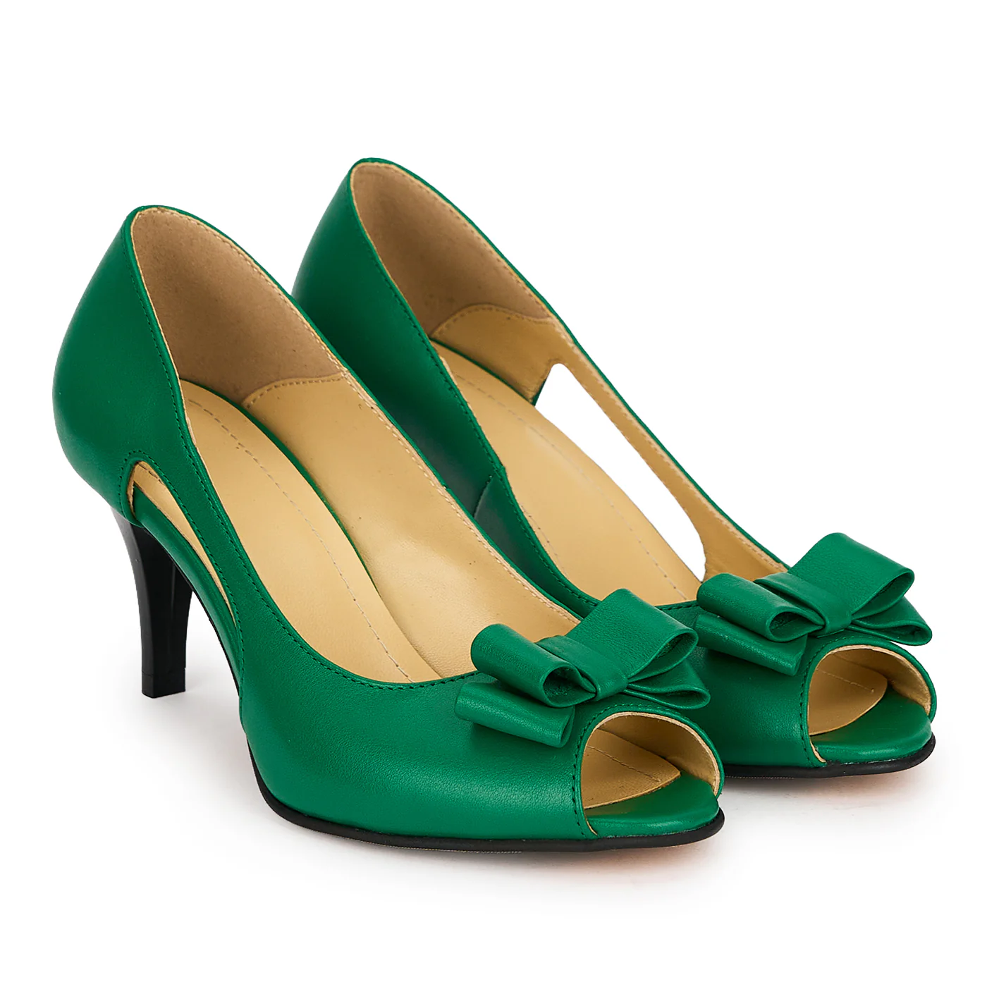 Pantofi damă din piele naturală verde cu toc subtire 7.5 cm 19570 - Image 4