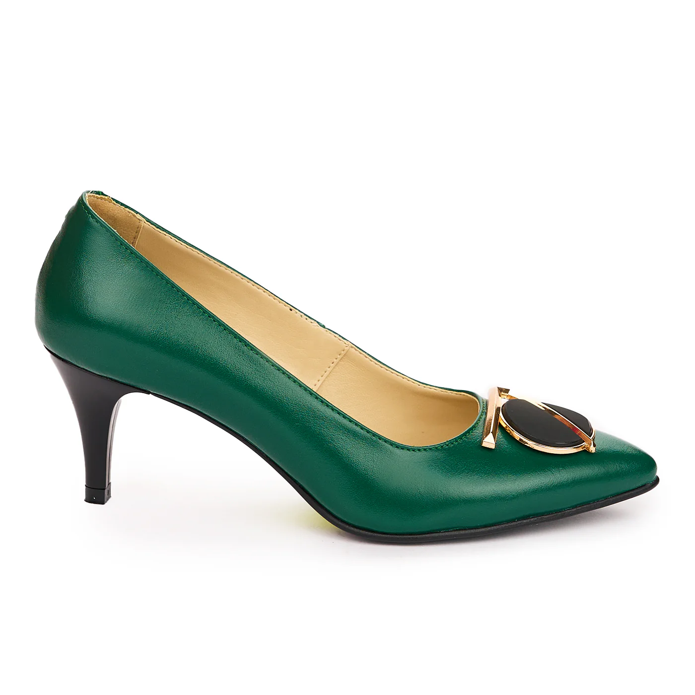 Pantofi dama din piele naturala verde cu toc subtire 7 cm 13772
