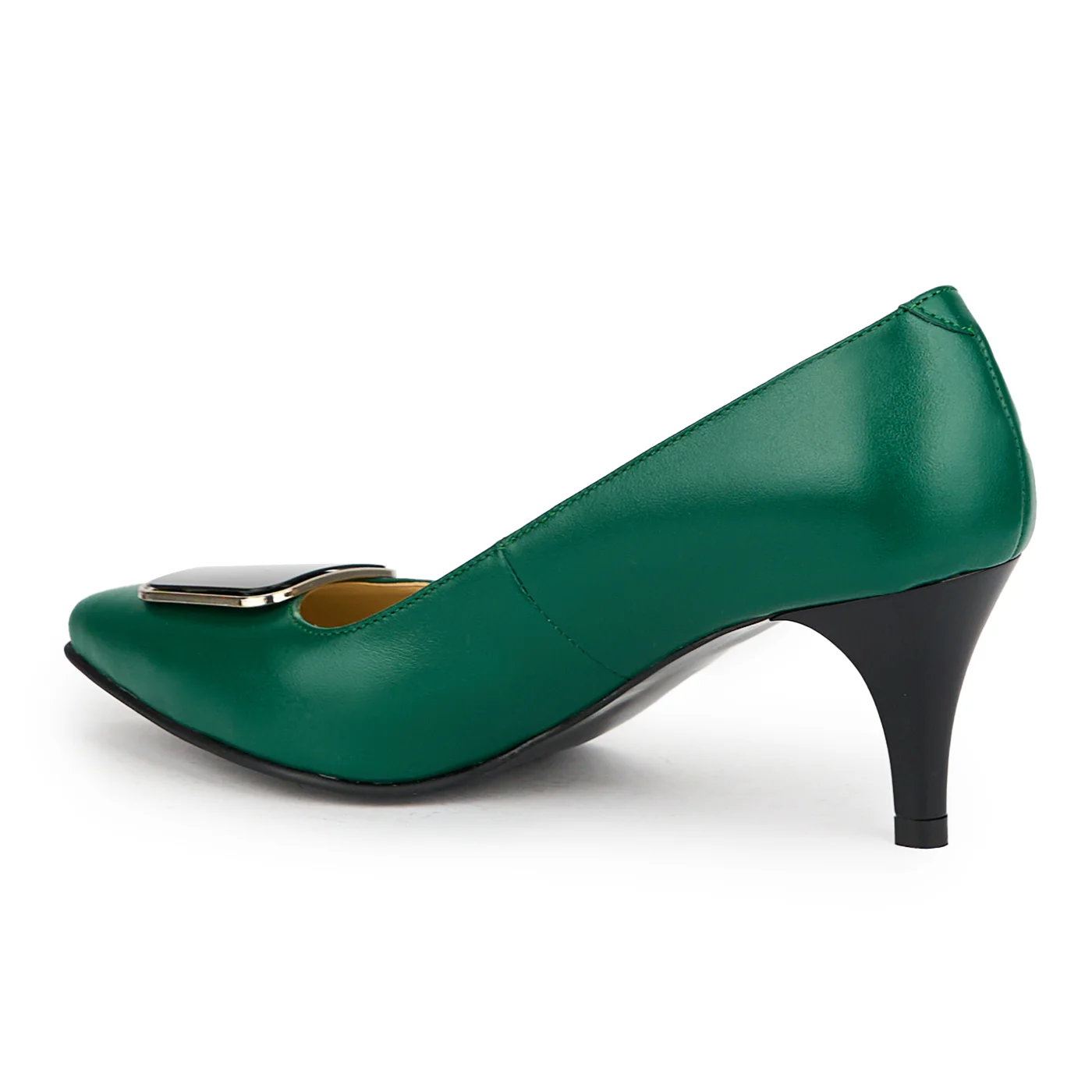 Pantofi dama din piele naturala verde cu toc subtire 7 cm 15055 - Image 2