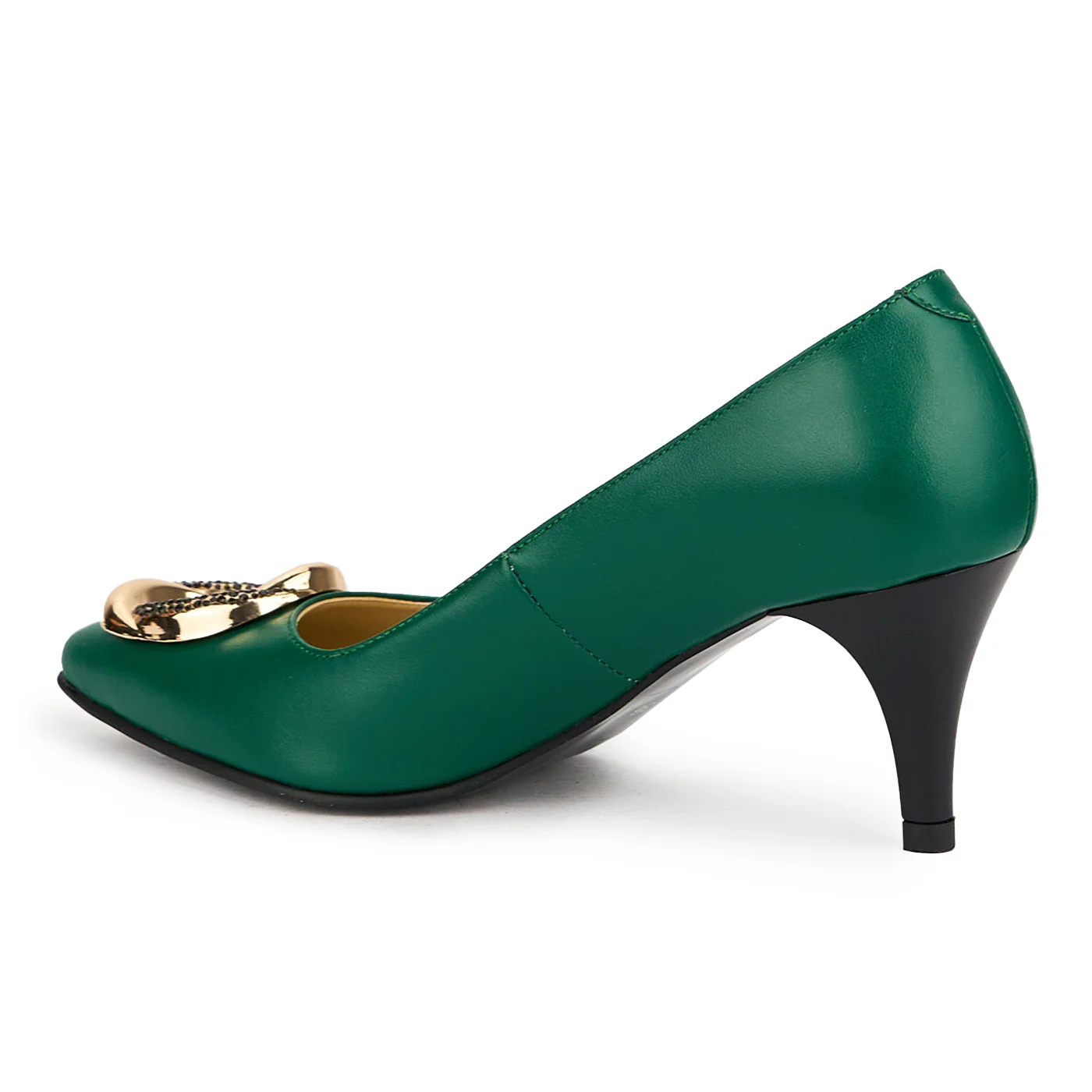 Pantofi dama din piele naturala verde cu toc subtire 7 cm 15113 - Image 2